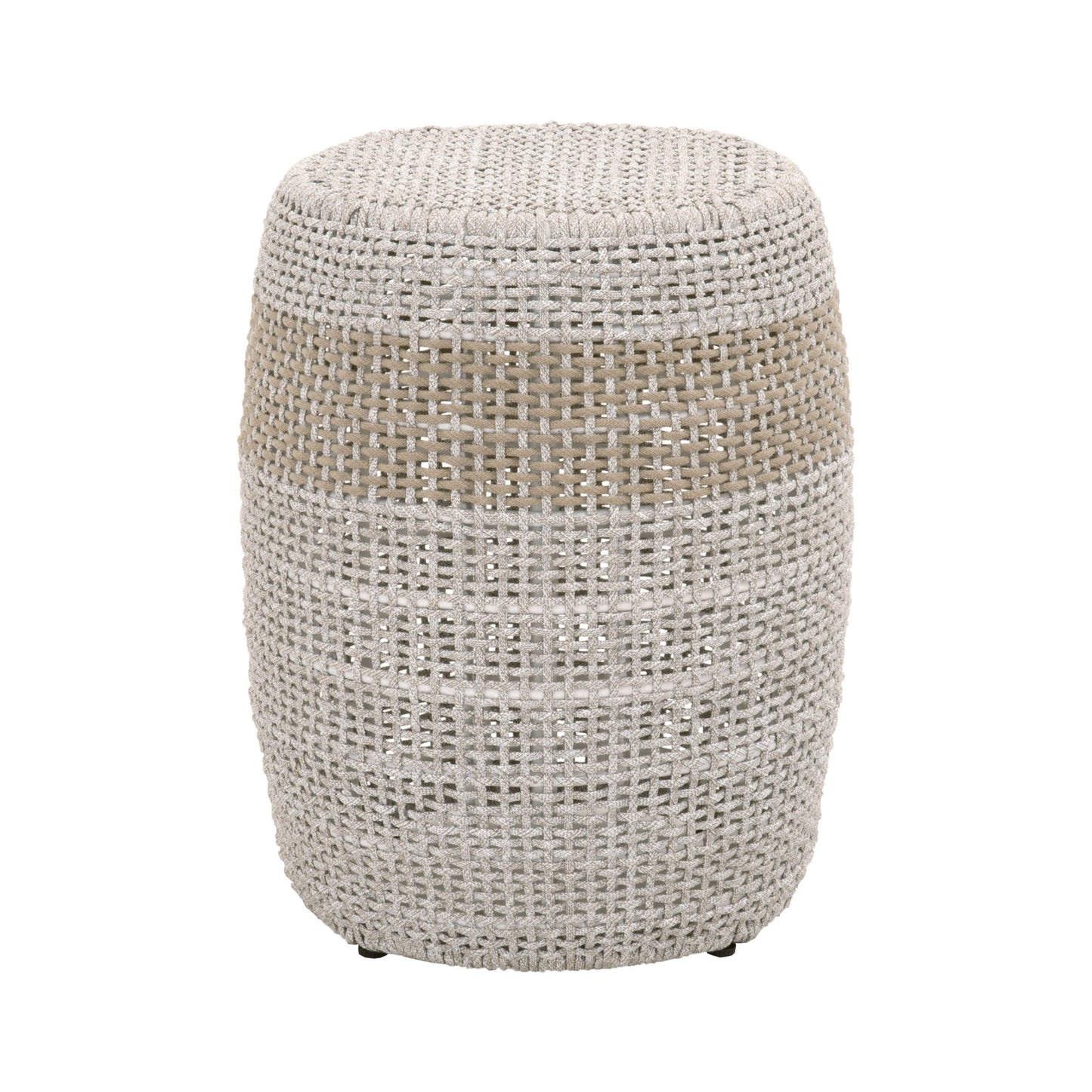 17" Taupe and White Woven Indoor or Outdoor End Table
