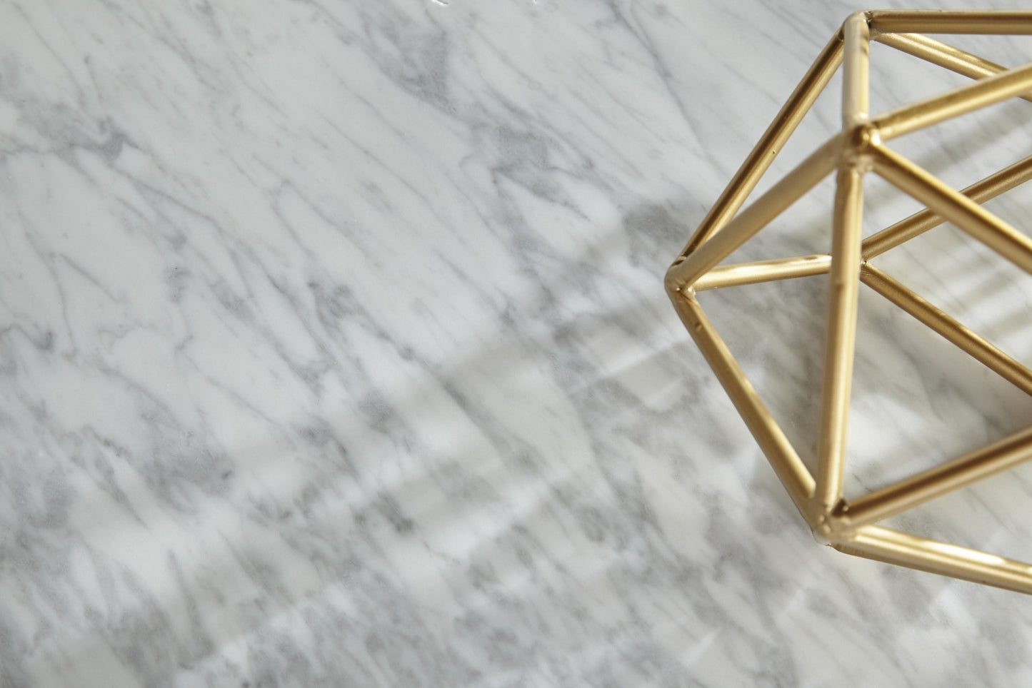 Set Of Two 21" Gold And White Marble Round Nested Tables