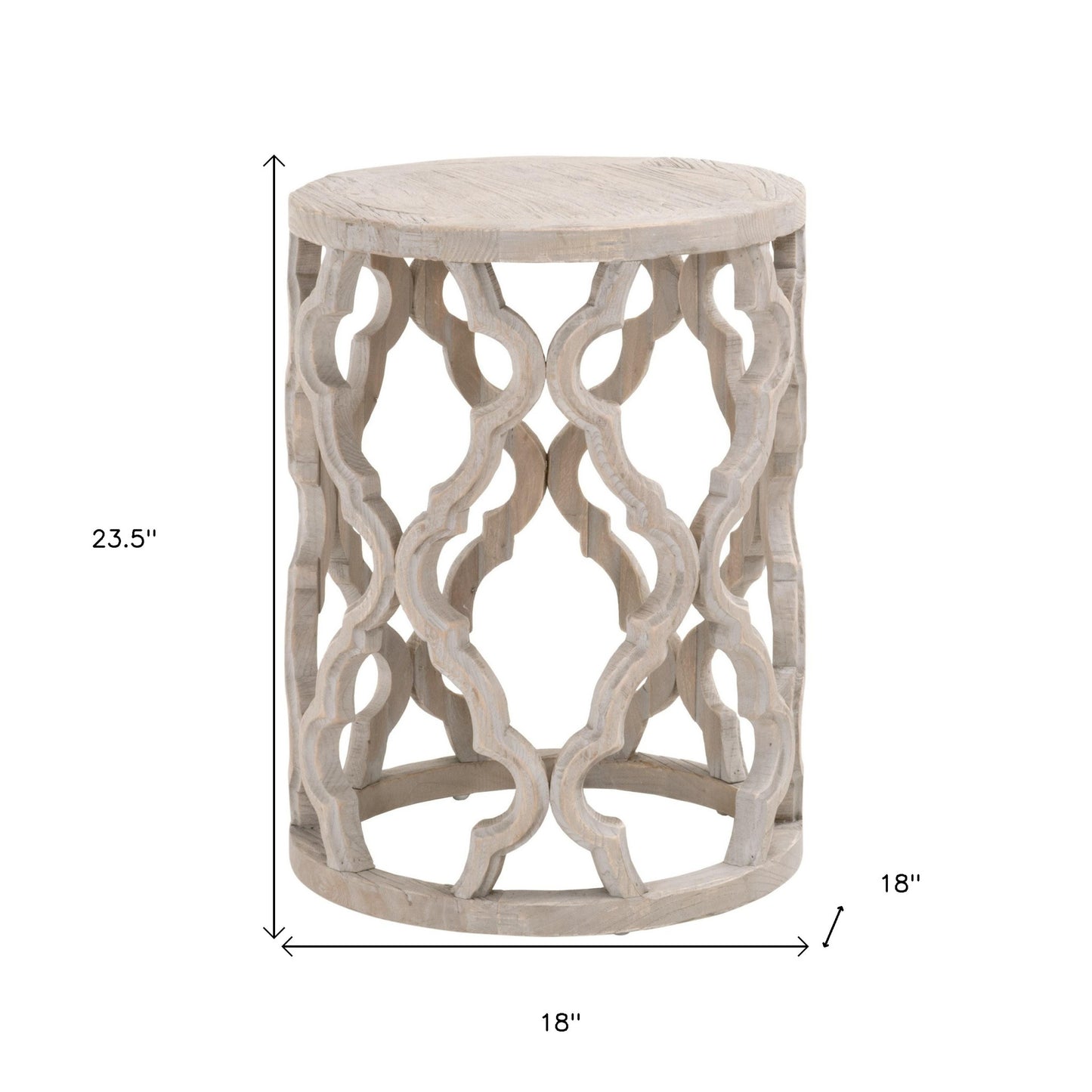 18" Smoke Gray Solid Wood Round End Table