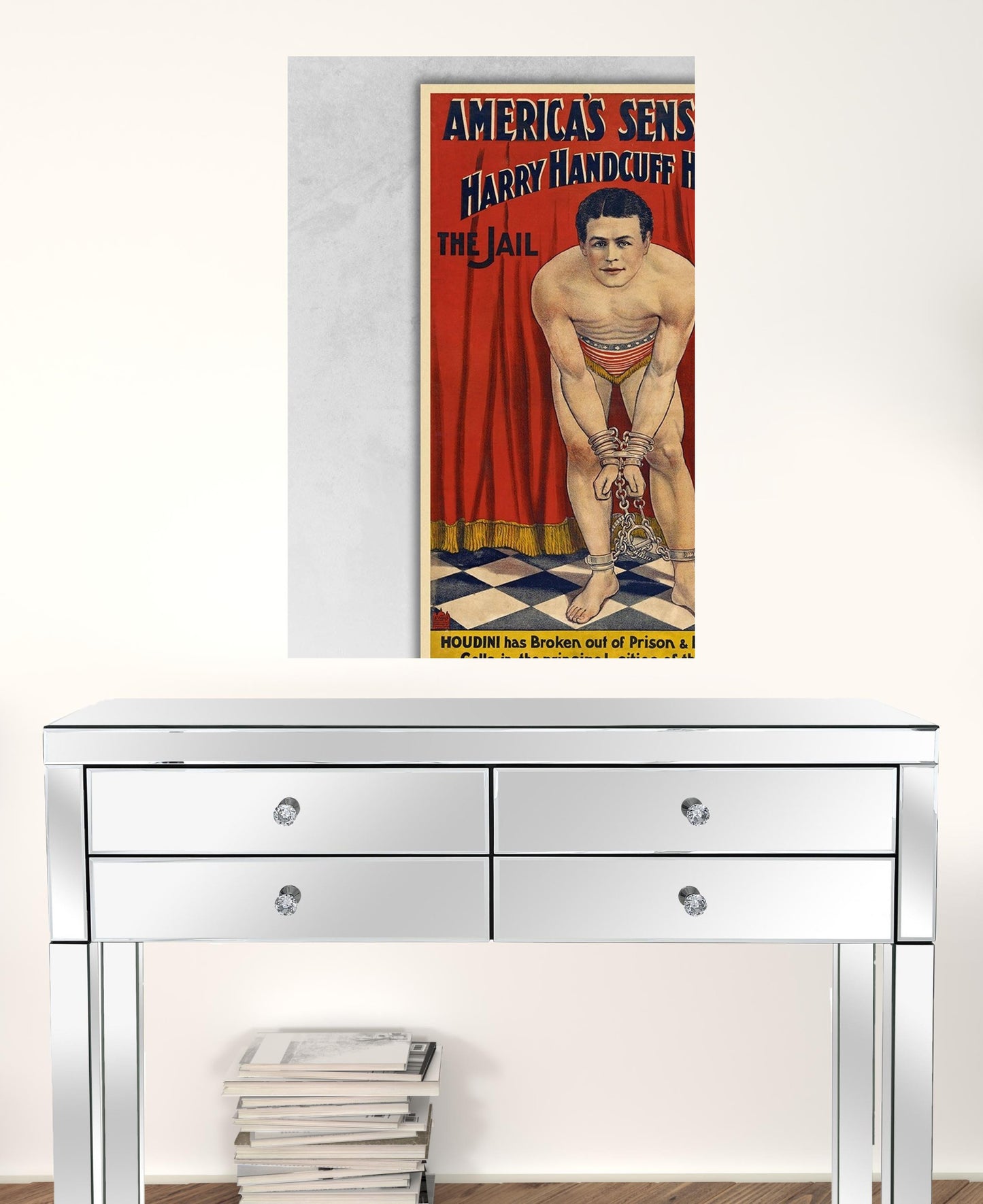 36" X 54" Houdini In Handcuffs Vintage Magic Poster Wall Art