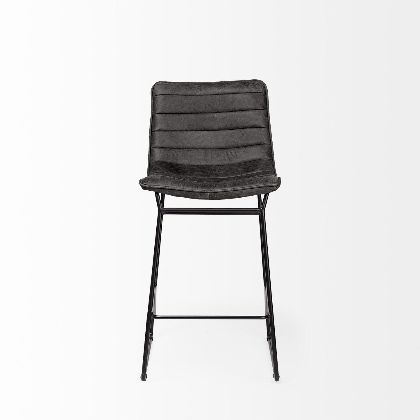 29" Black Iron Counter Height Bar Chair With Footrest