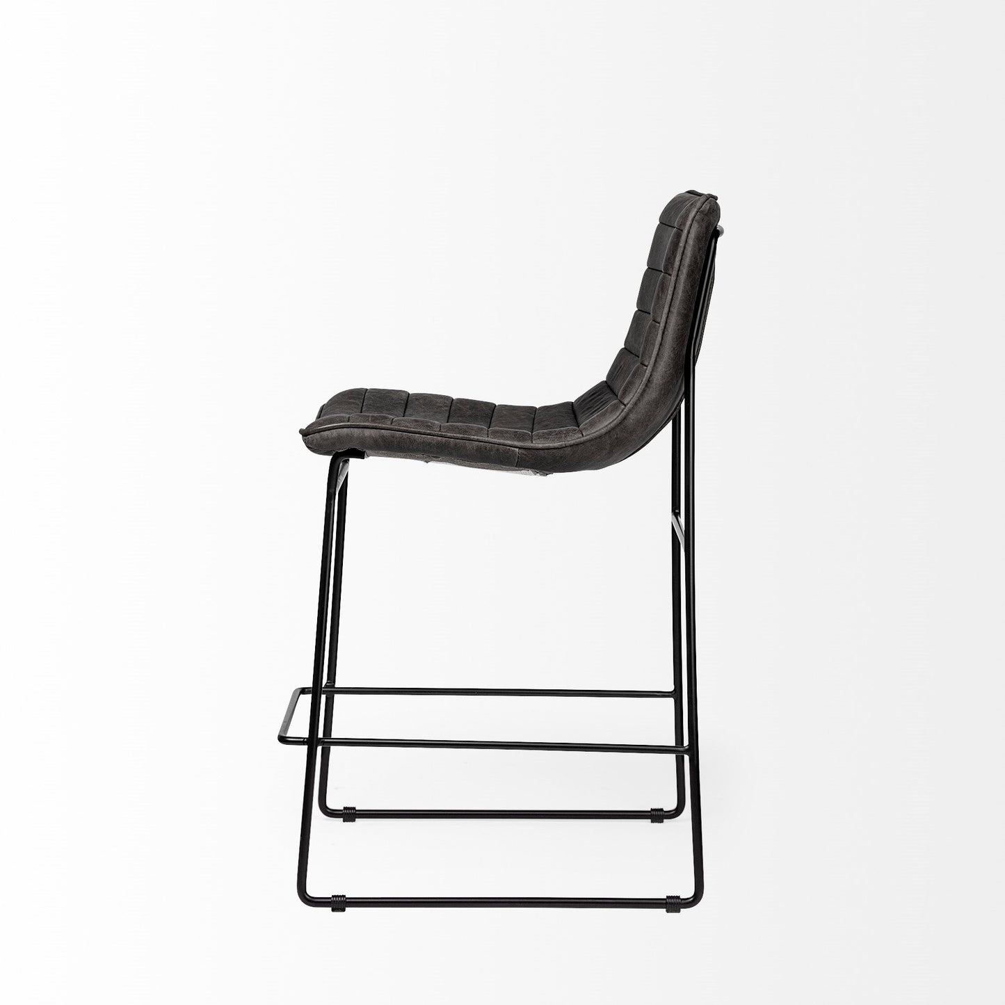 29" Black Iron Counter Height Bar Chair With Footrest
