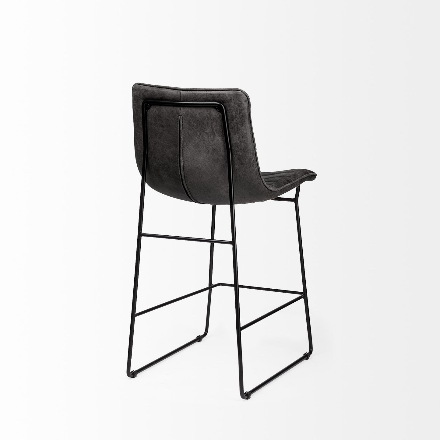 29" Black Iron Counter Height Bar Chair With Footrest