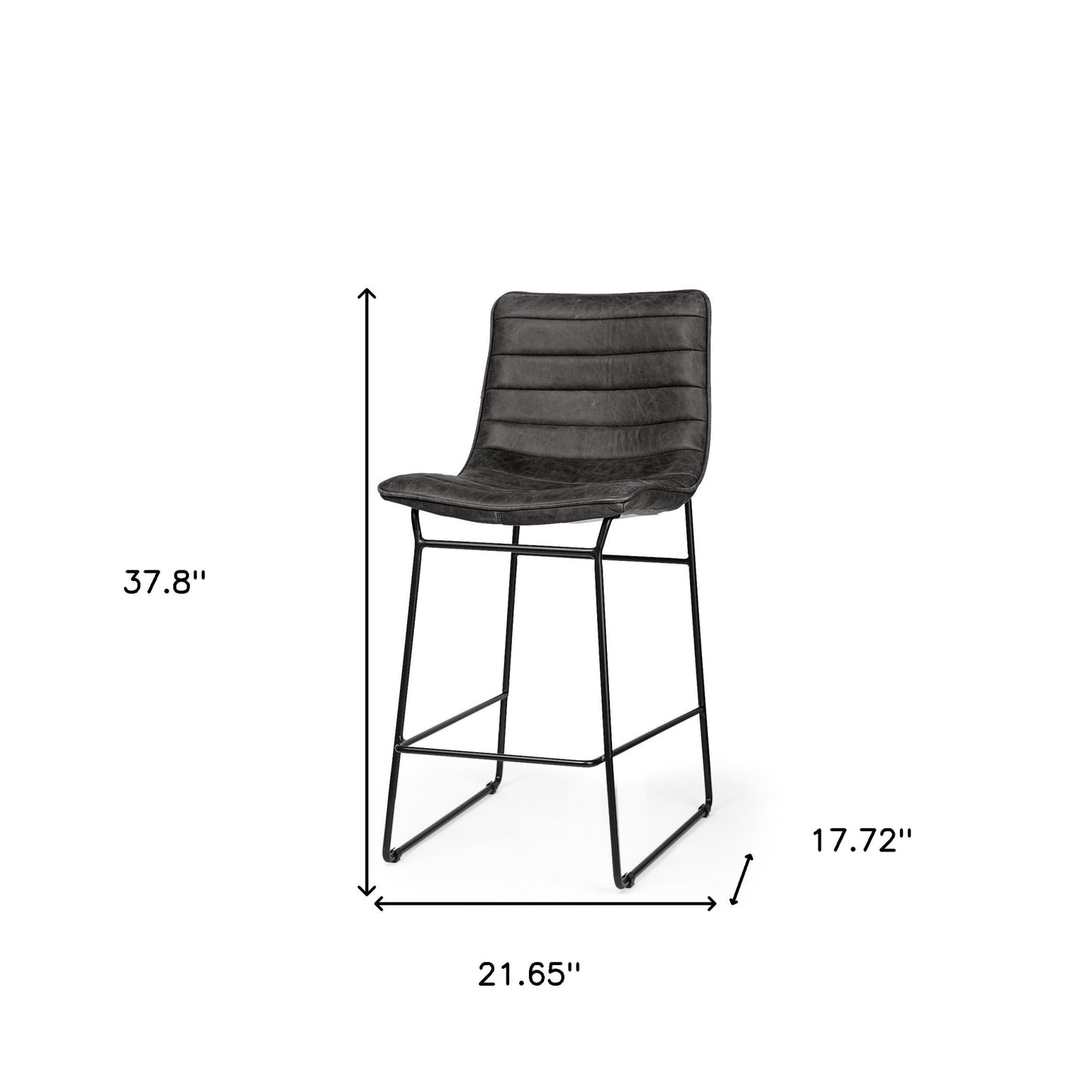 29" Black Iron Counter Height Bar Chair With Footrest