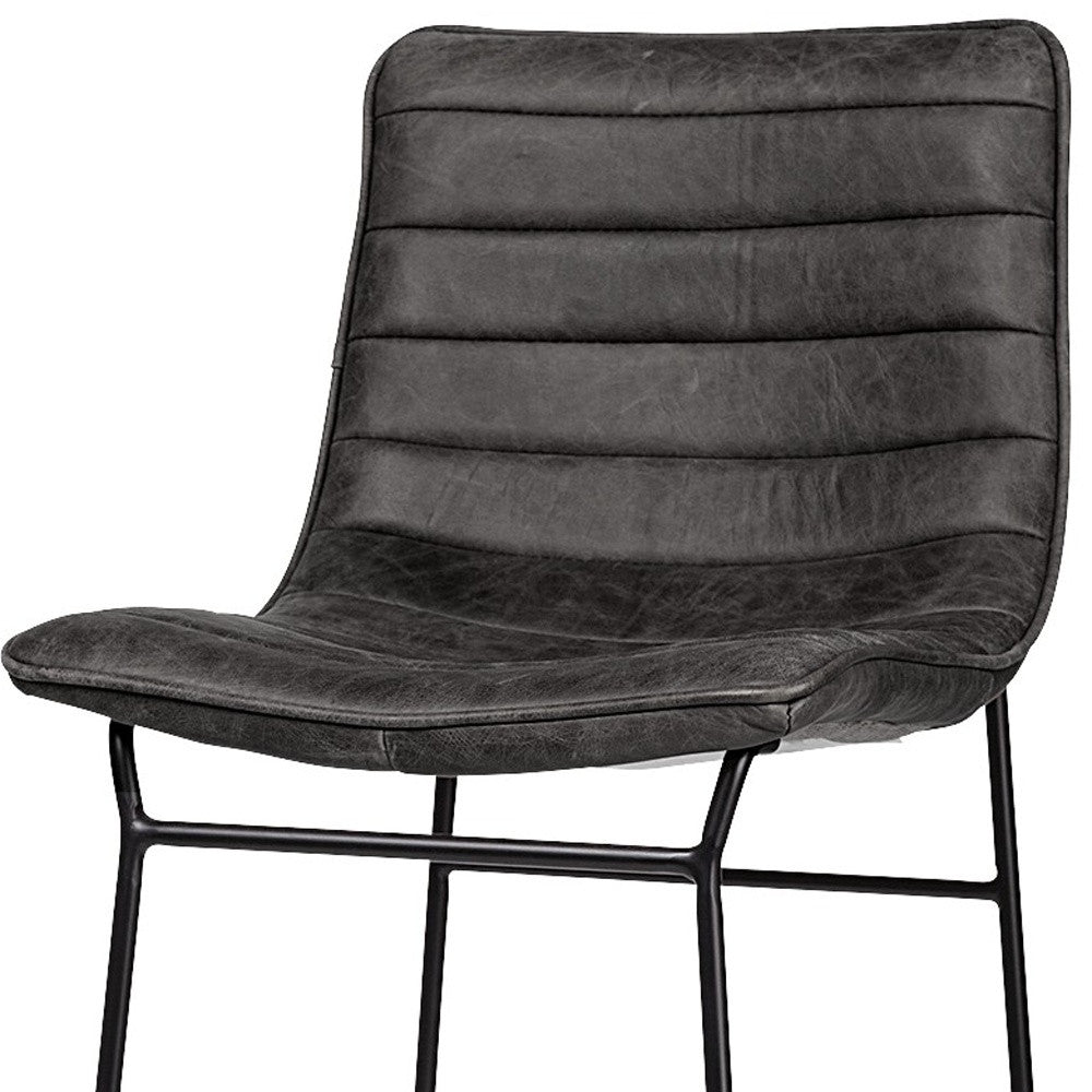 29" Black Iron Counter Height Bar Chair With Footrest