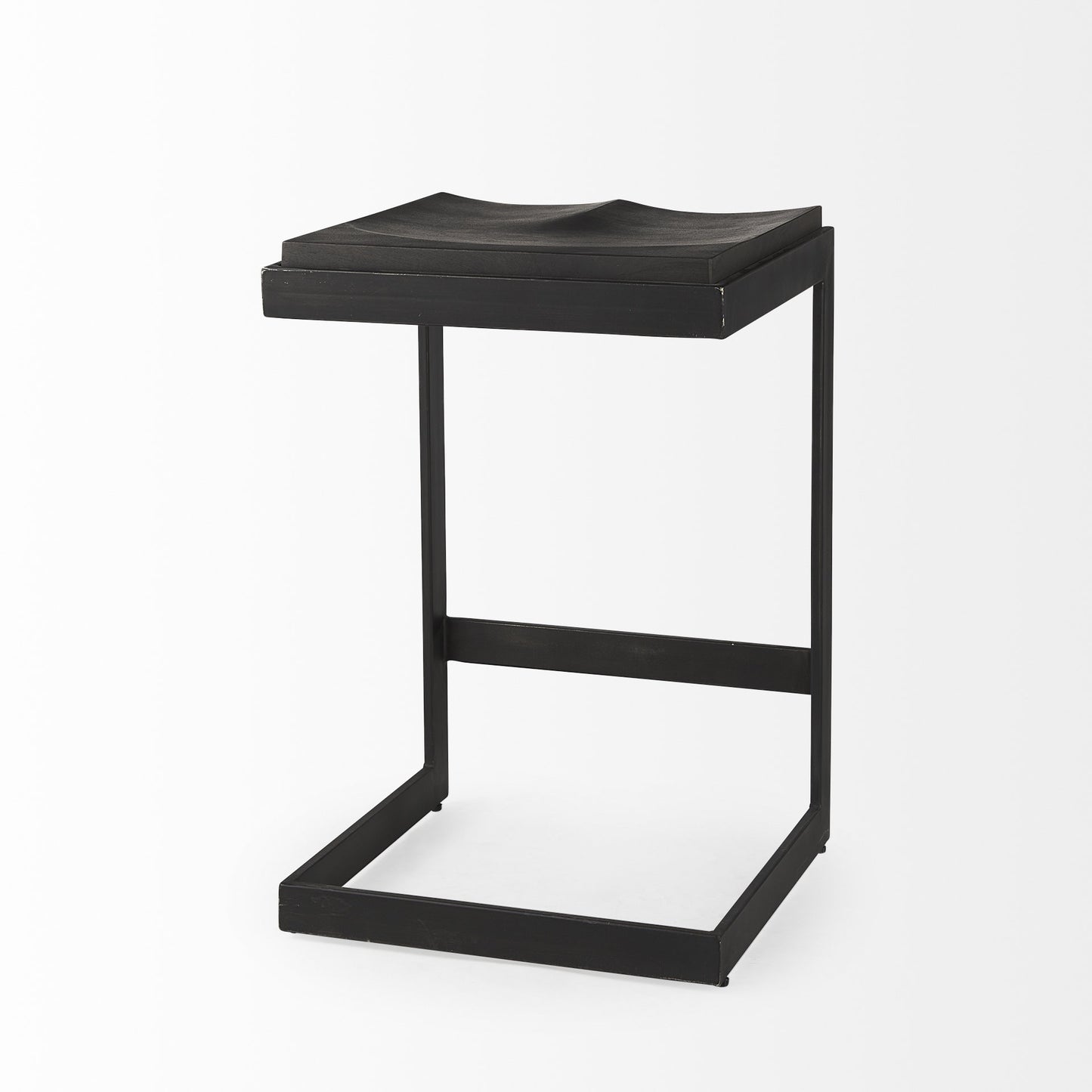 26" Black Cheeky Wood And Metal Counter Stool