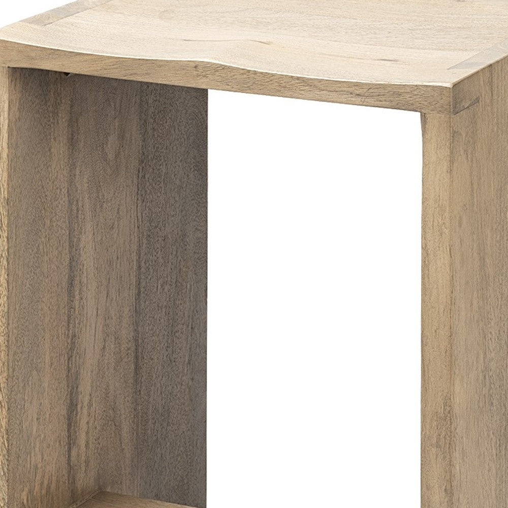 26" Brown Solid and Manufactured Wood Backless Counter Height Bar Chair With Footrest