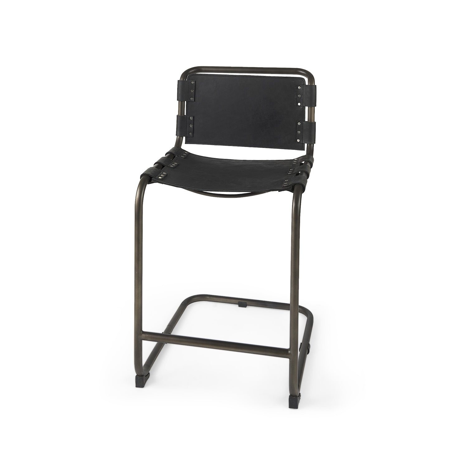 29" Black Steel Bar Chair With Footrest