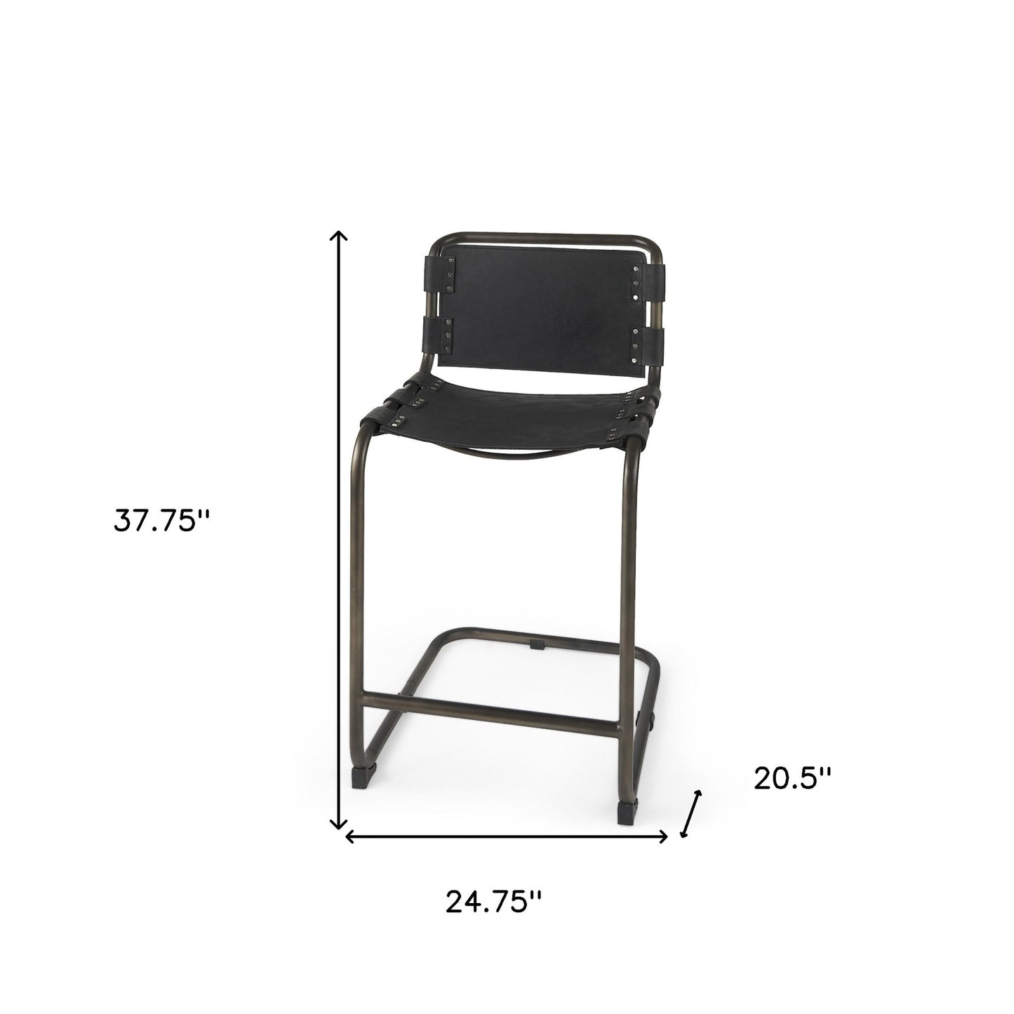 29" Black Steel Bar Chair With Footrest