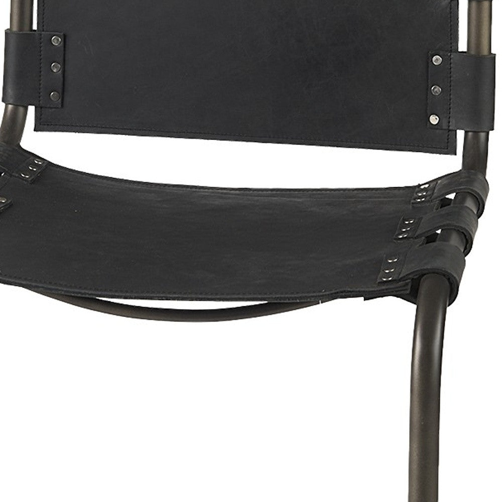 29" Black Steel Bar Chair With Footrest