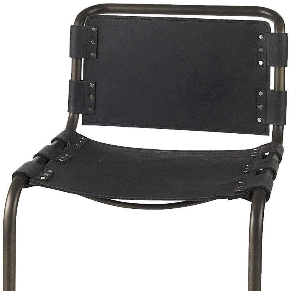 29" Black Steel Bar Chair With Footrest