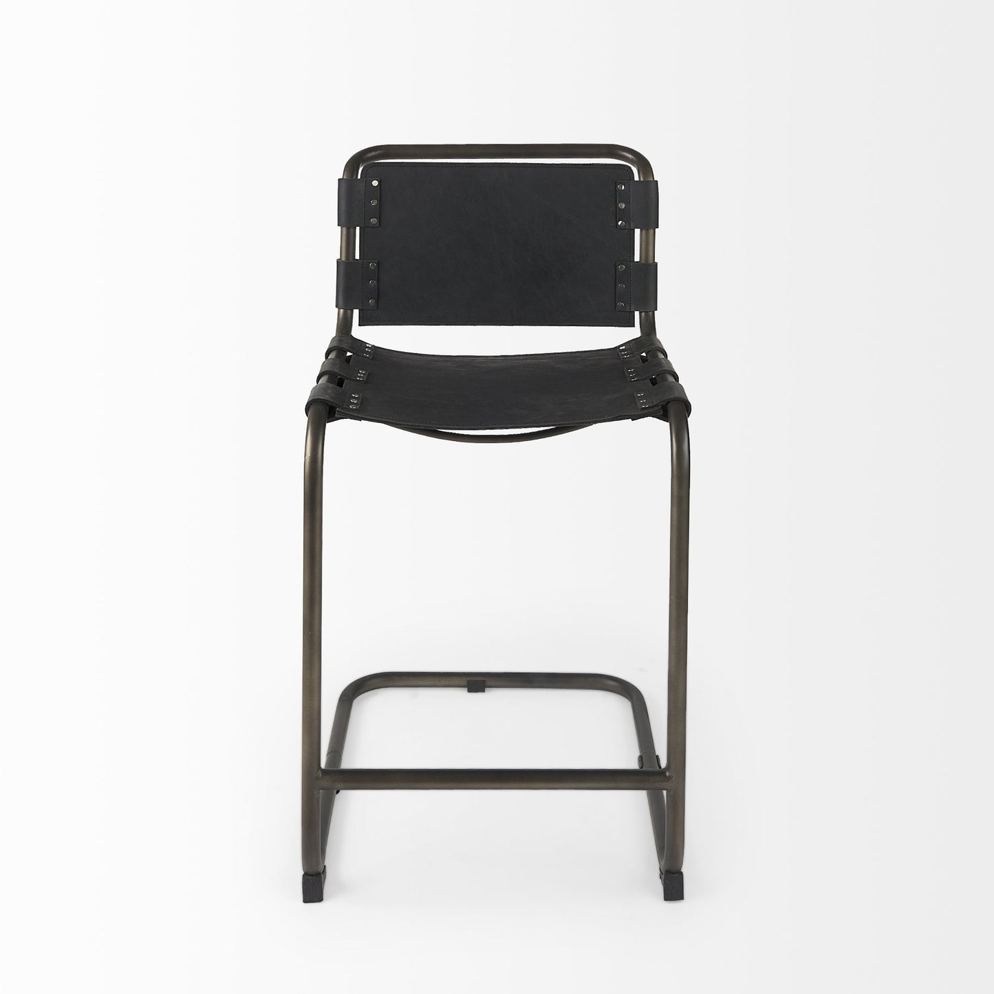 29" Black Steel Bar Chair With Footrest