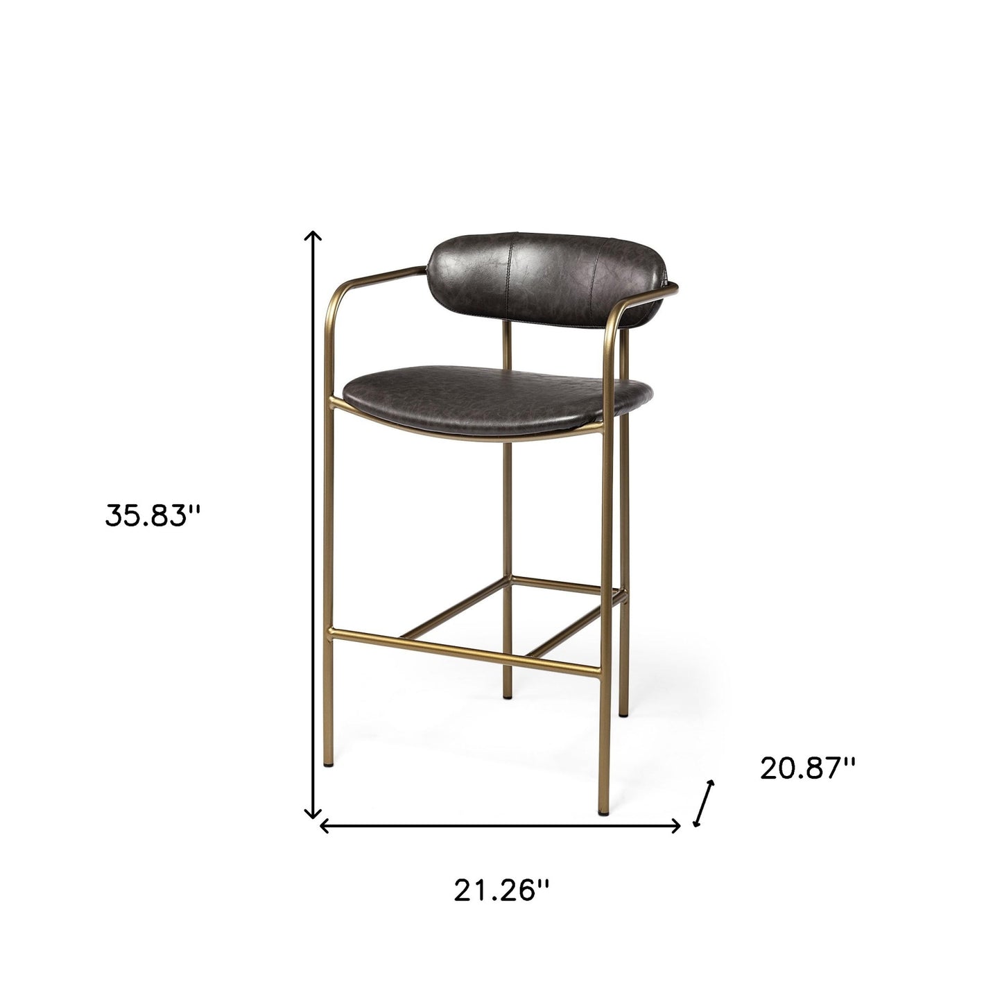 Brown Leather Gold Framed Counter Stool