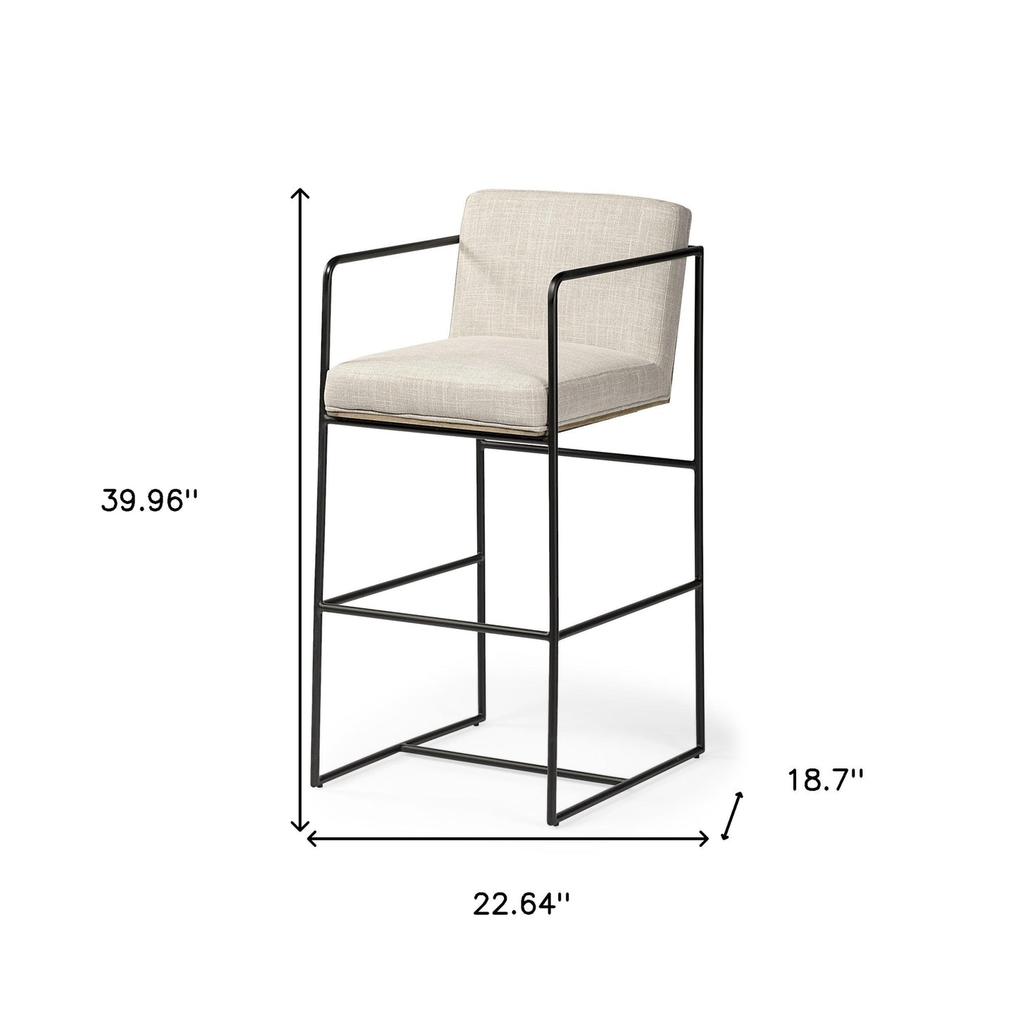 Beige Black Framed Counter Stool