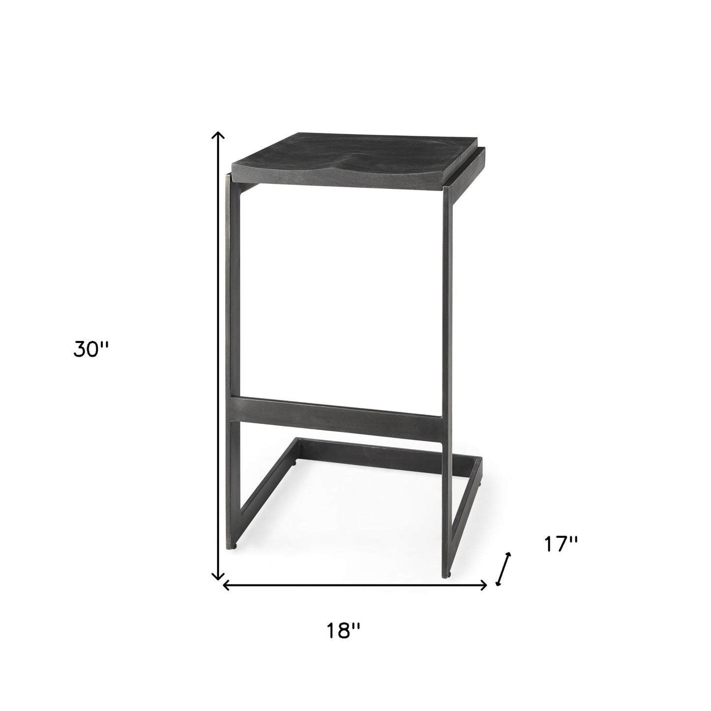 30" Black Solid and Manufactured Wood Backless Bar Height Bar Chair With Footrest