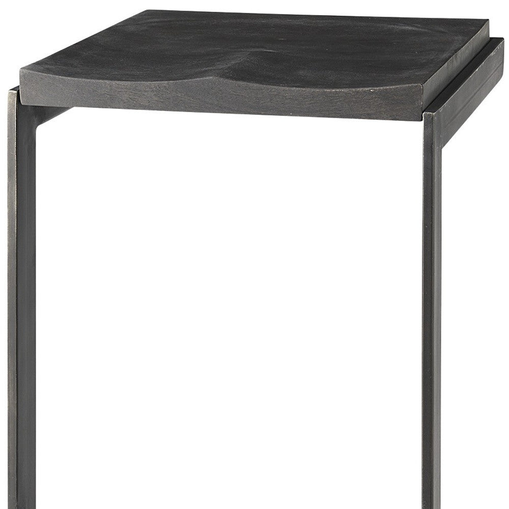 30" Black Solid and Manufactured Wood Backless Bar Height Bar Chair With Footrest