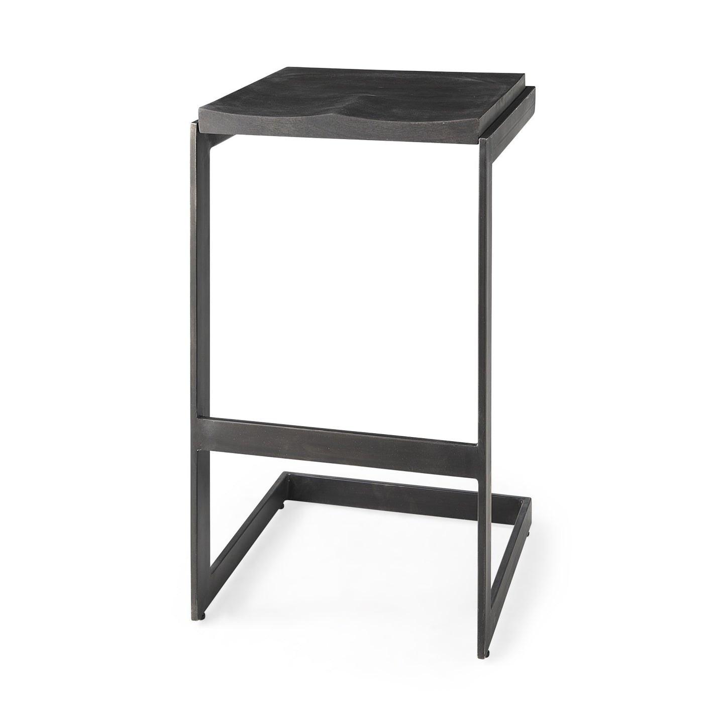 30" Black Solid and Manufactured Wood Backless Bar Height Bar Chair With Footrest