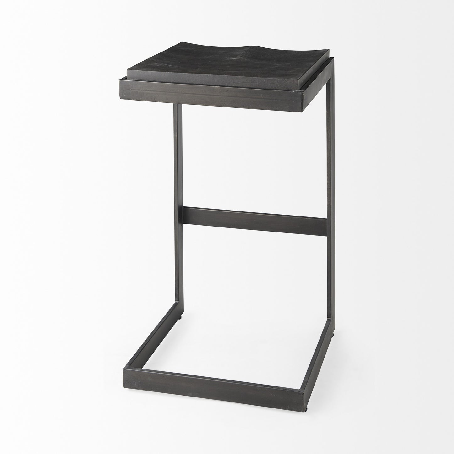 30" Black Solid and Manufactured Wood Backless Bar Height Bar Chair With Footrest