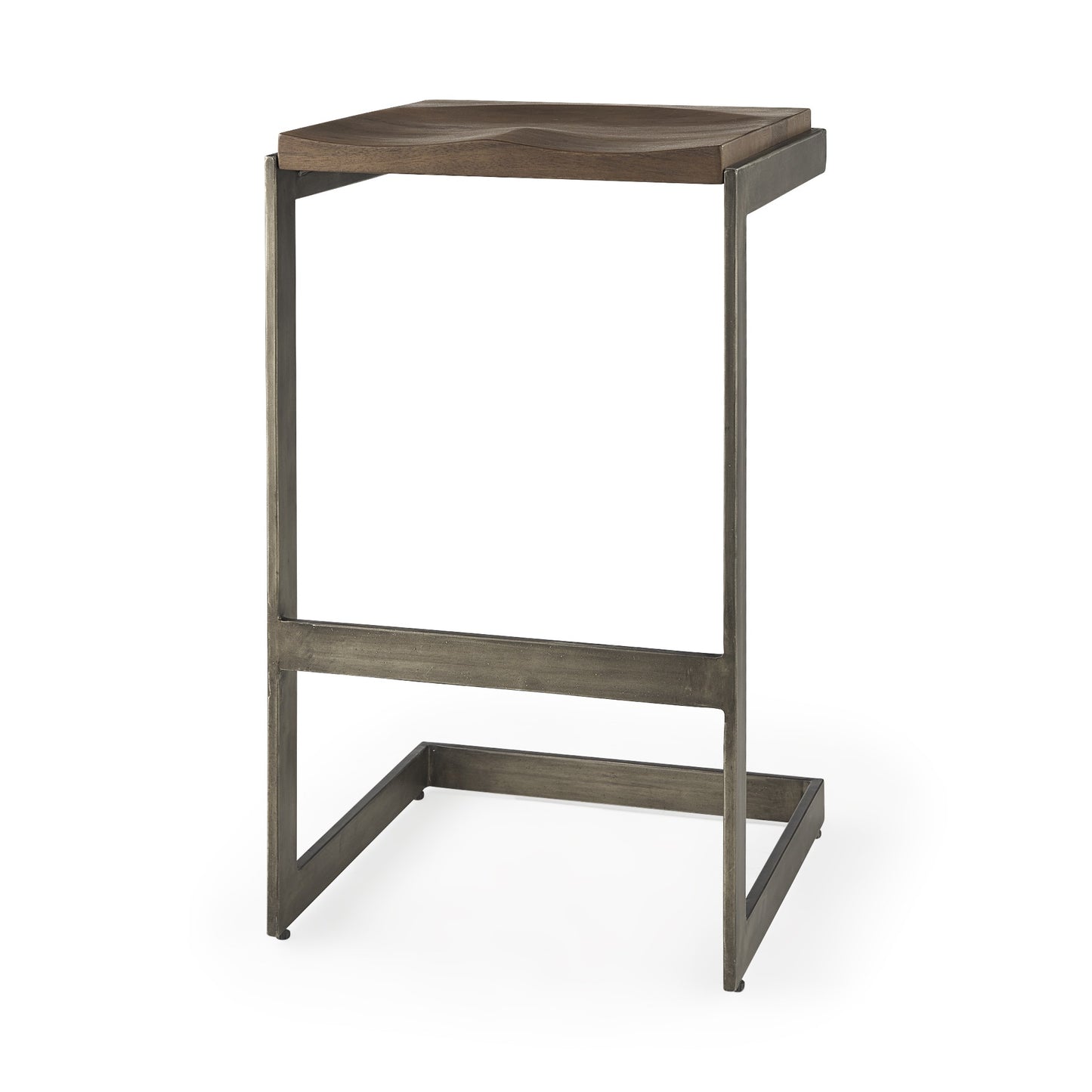 30" Warm Brown Cheeky Wood And Metal Bar Stool