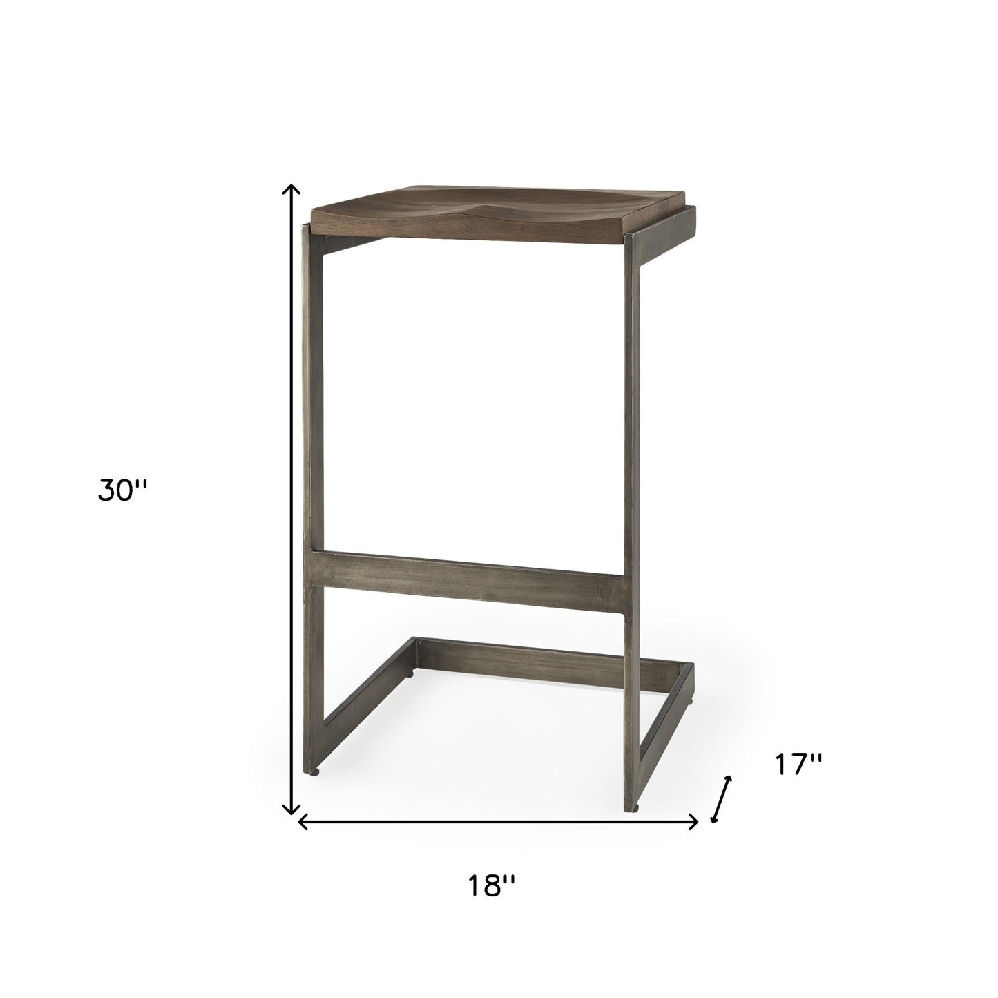 30" Warm Brown Cheeky Wood And Metal Bar Stool