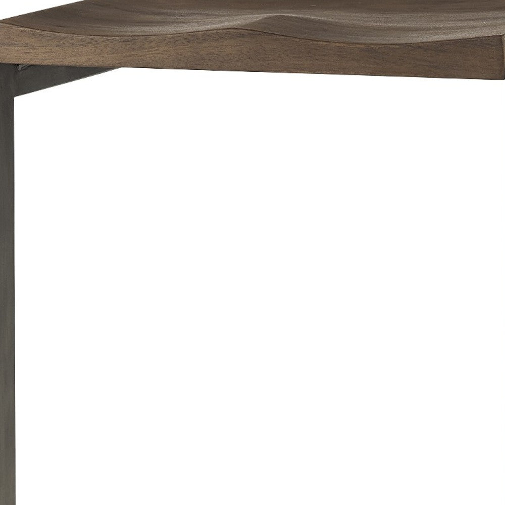 30" Warm Brown Cheeky Wood And Metal Bar Stool