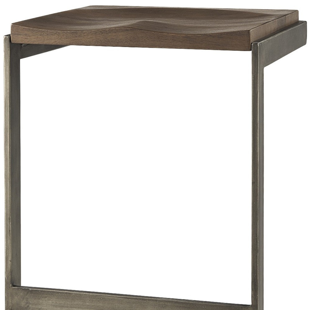 30" Warm Brown Cheeky Wood And Metal Bar Stool