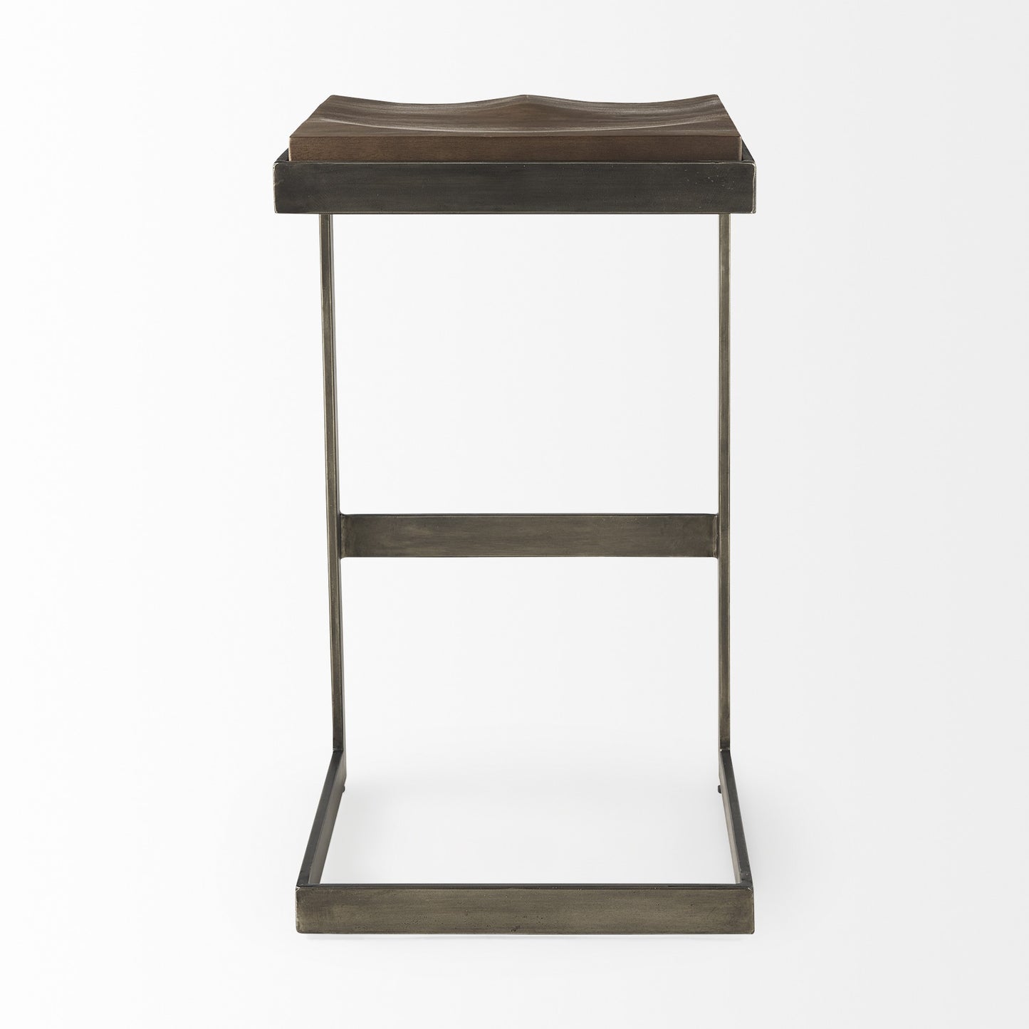 30" Warm Brown Cheeky Wood And Metal Bar Stool