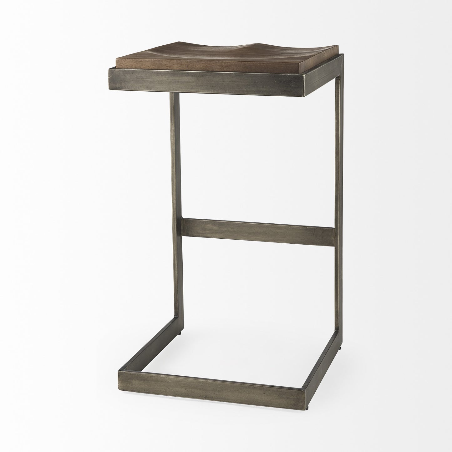 30" Warm Brown Cheeky Wood And Metal Bar Stool