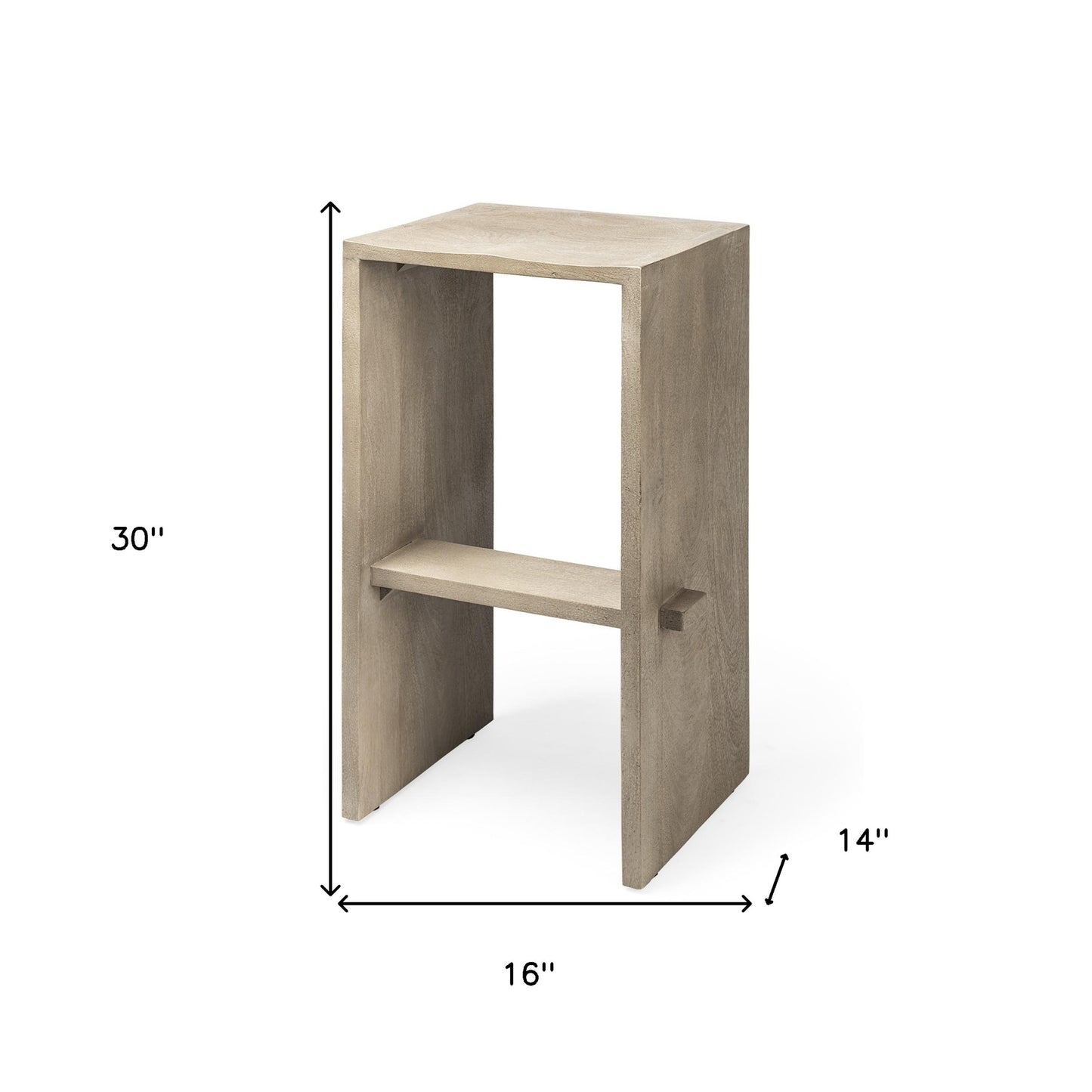 30" Brown Solid and Manufactured Wood Backless Counter Height Bar Chair With Footrest