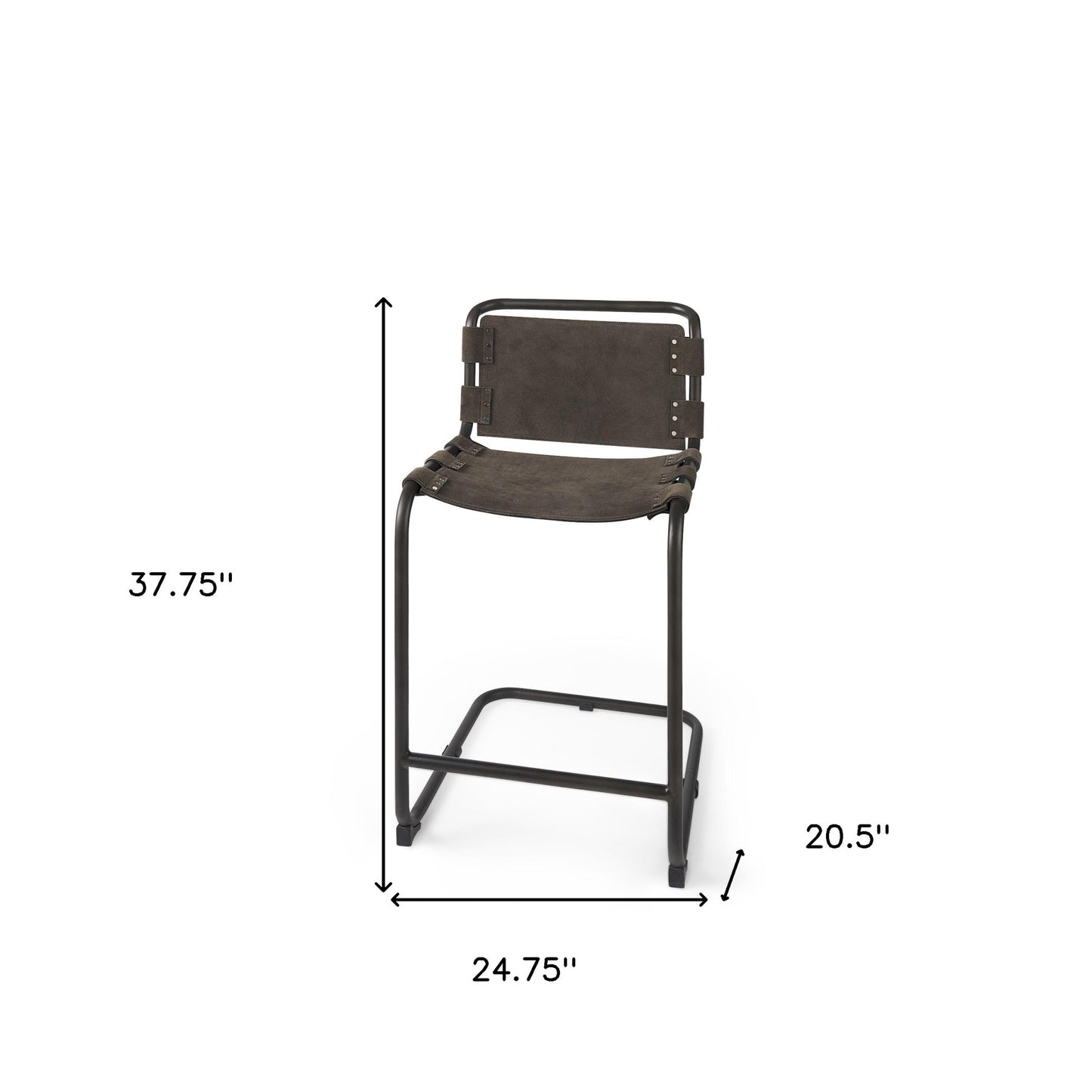 38" Black Leather Bar Chair With Footrest