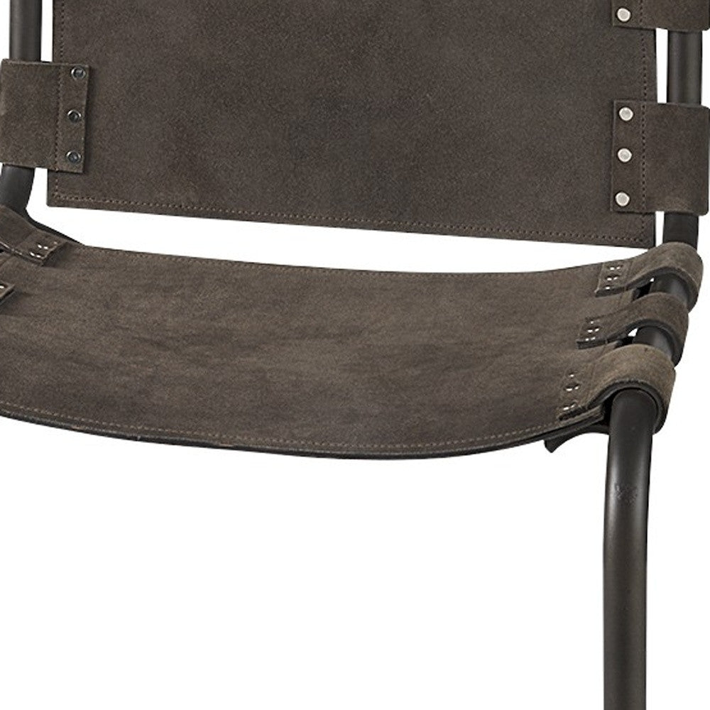 38" Black Leather Bar Chair With Footrest