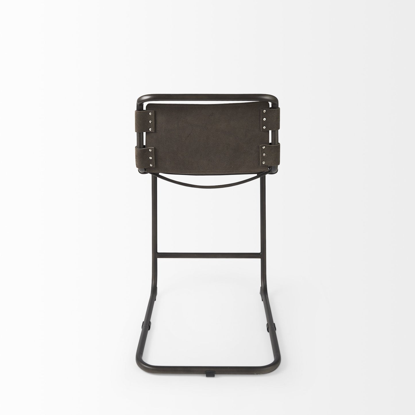 38" Black Leather Bar Chair With Footrest