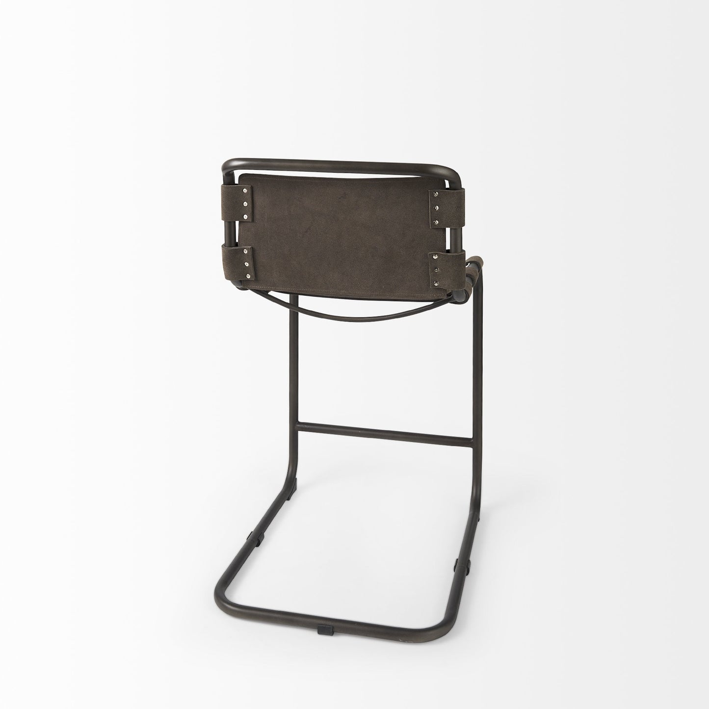 38" Black Leather Bar Chair With Footrest