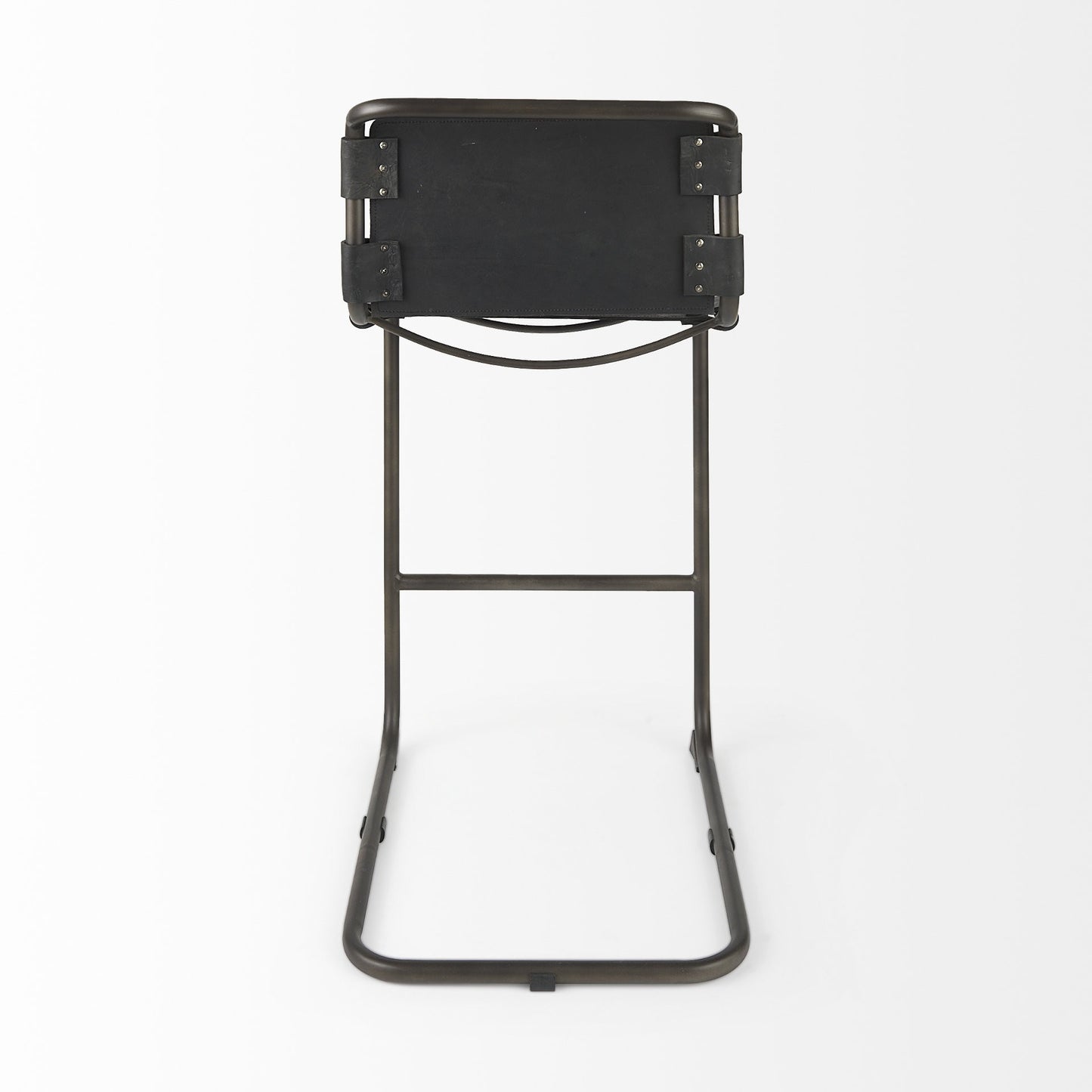 42" Black Leather Bar Chair With Footrest