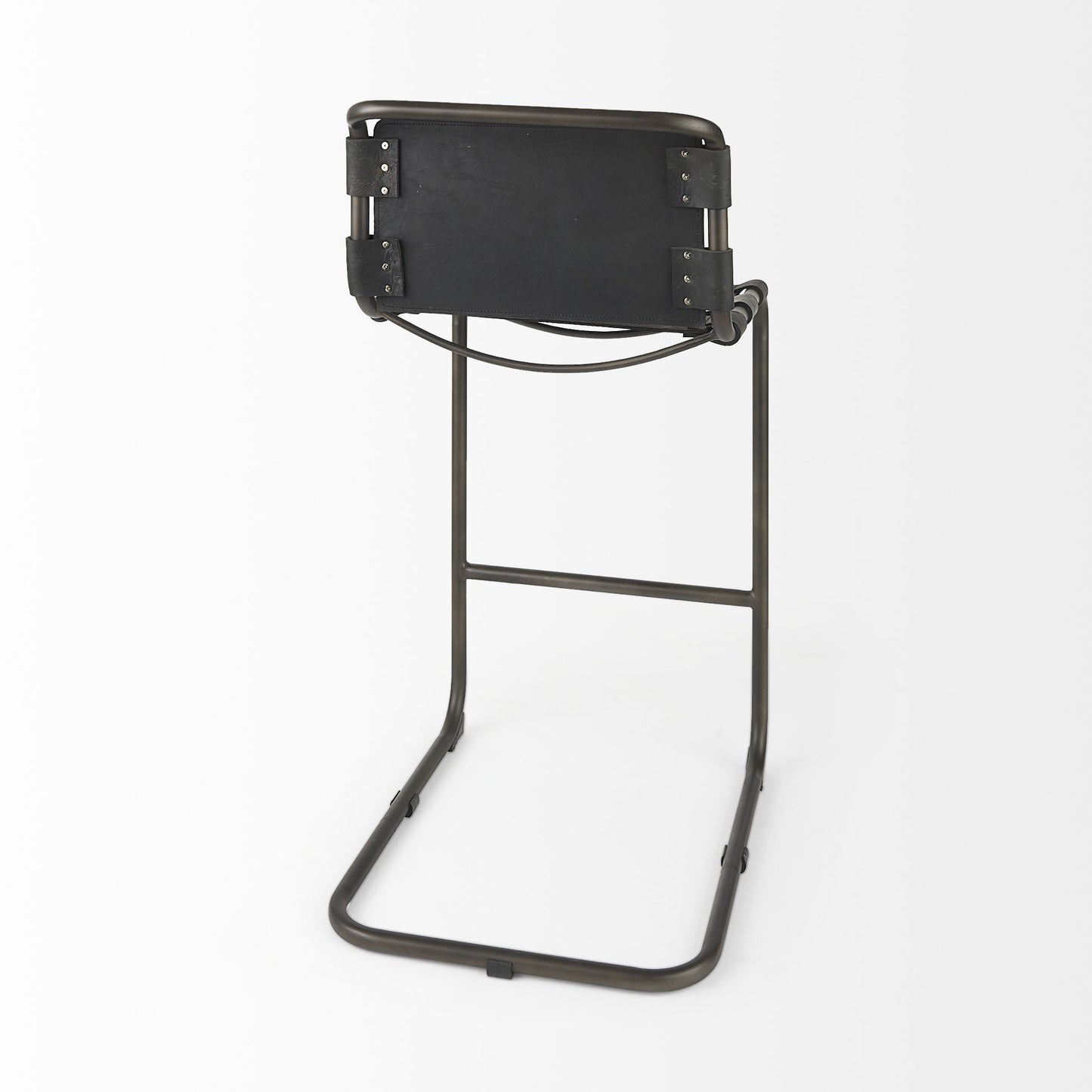 42" Black Leather Bar Chair With Footrest