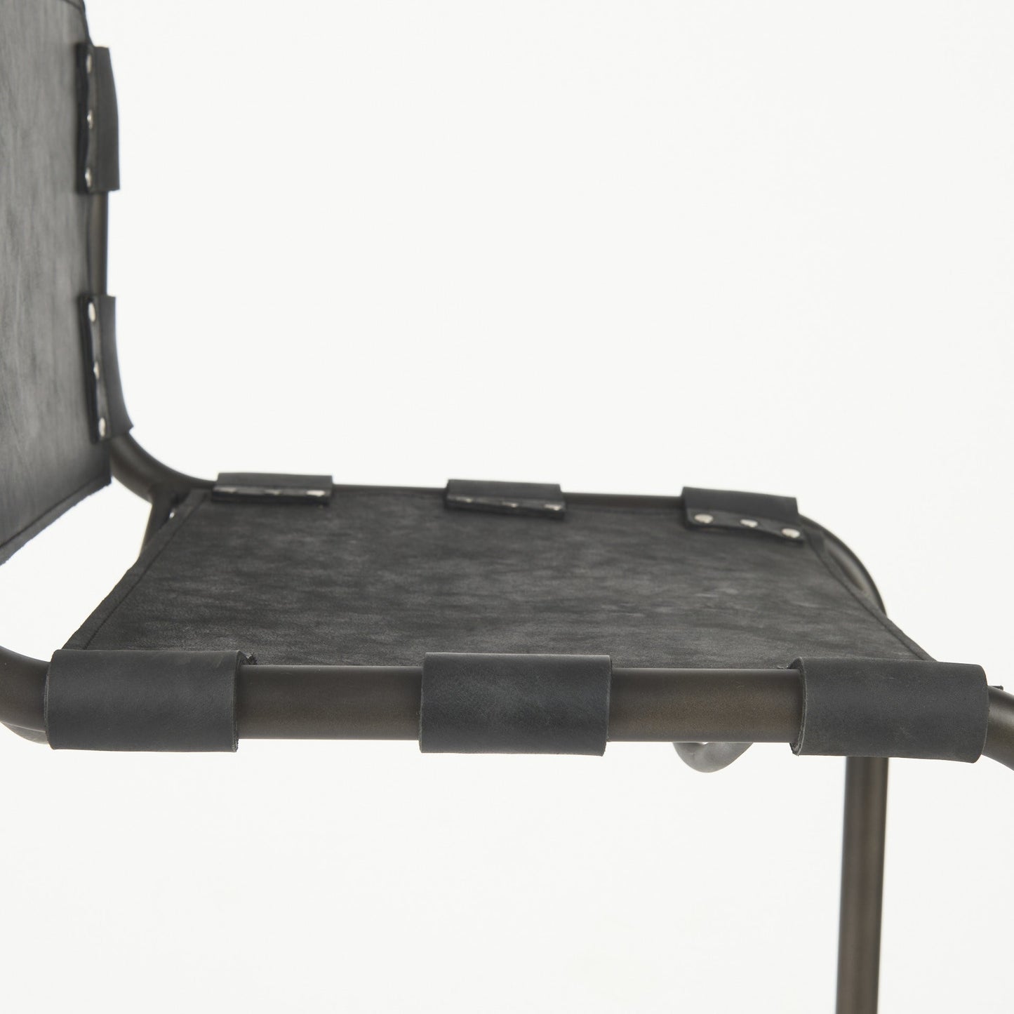42" Black Leather Bar Chair With Footrest