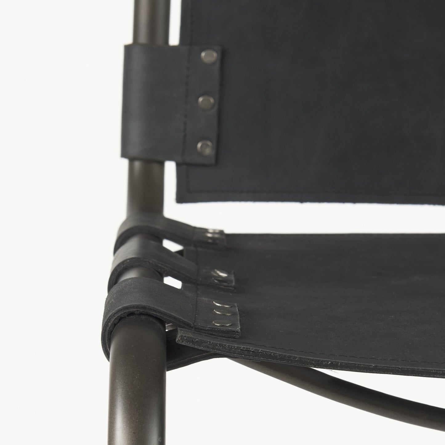 42" Black Leather Bar Chair With Footrest
