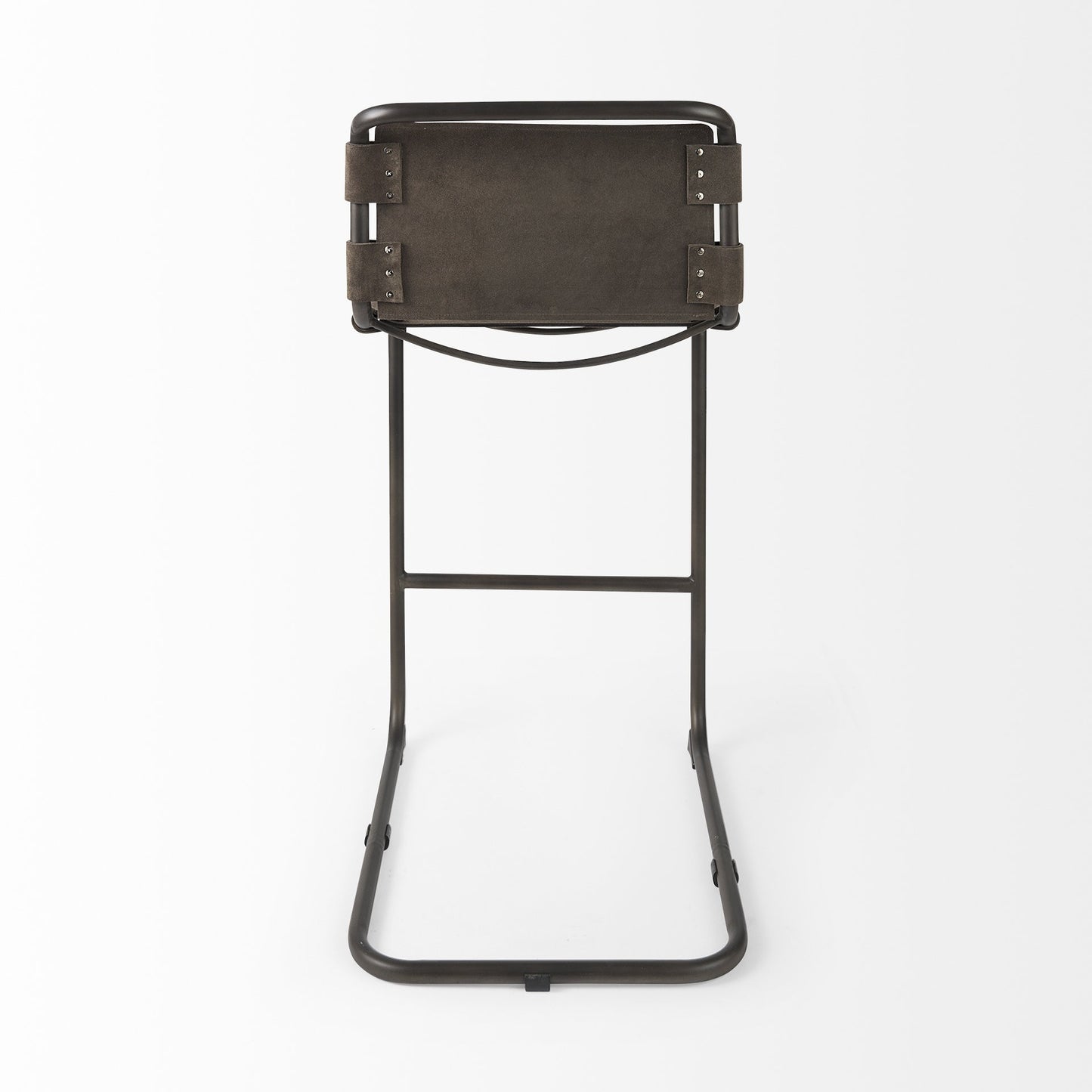 42" Brown And Black Leather Bar Chair With Footrest