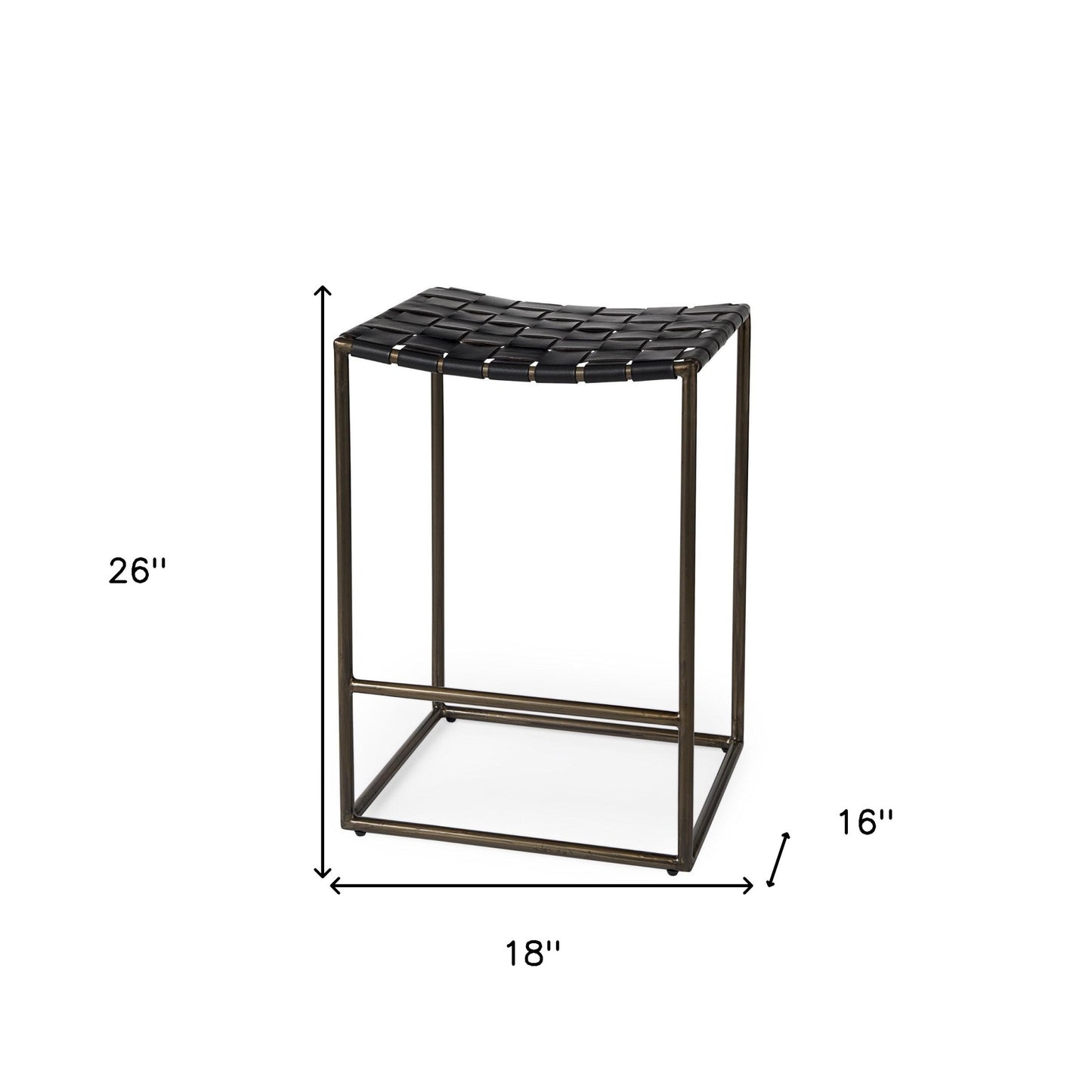 Black Woven Leather Counter Stool