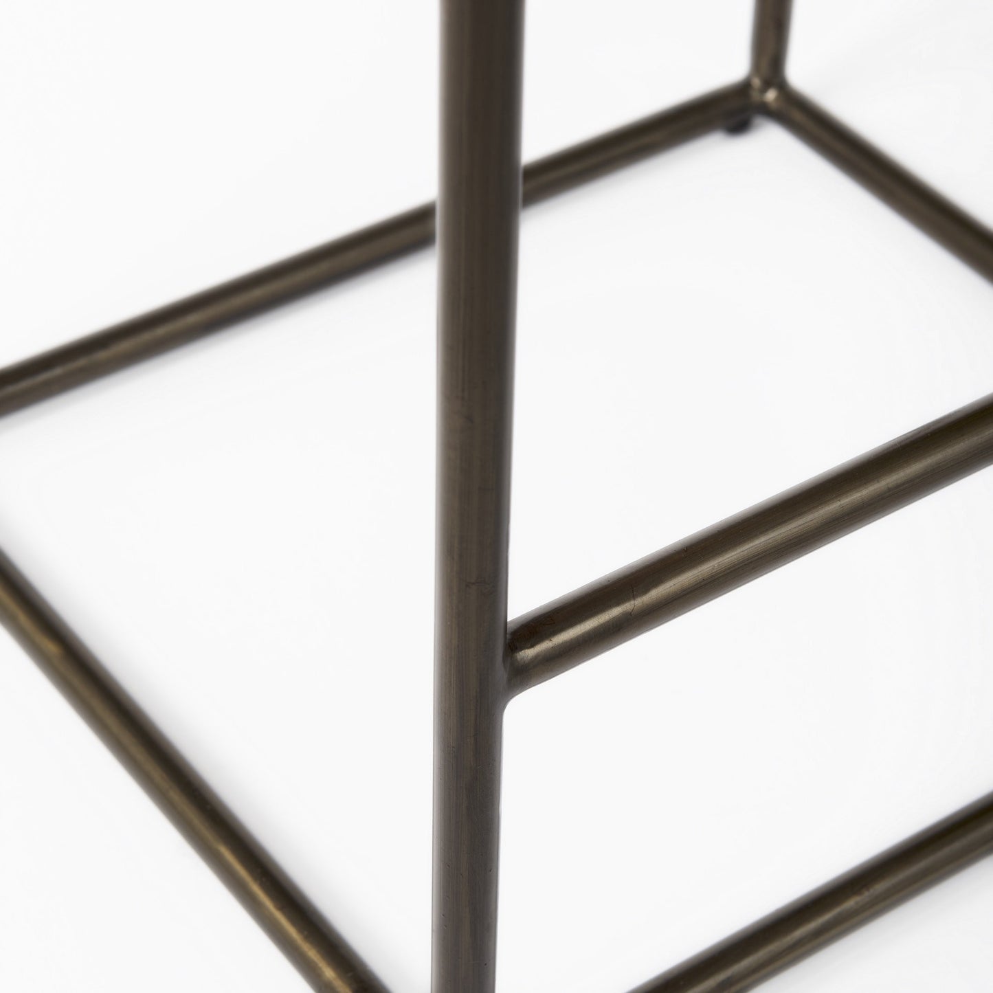 Black Woven Leather Counter Stool