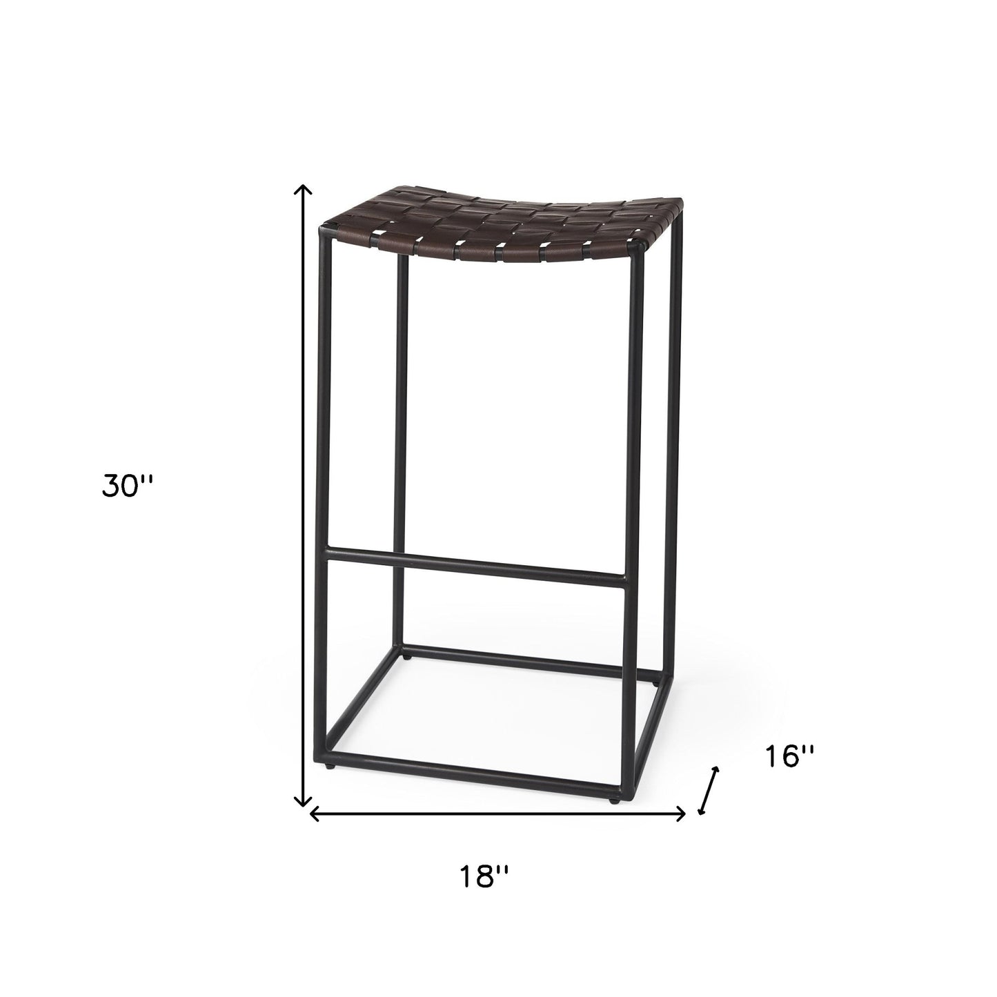 30" Brown And Black Leather Backless Bar height Bar Chair With Footrest