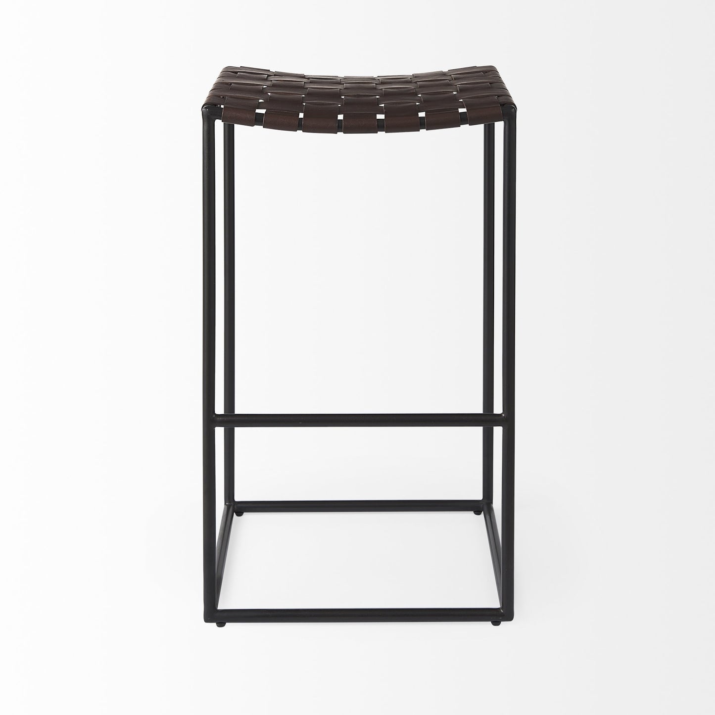 30" Brown And Black Leather Backless Bar height Bar Chair With Footrest