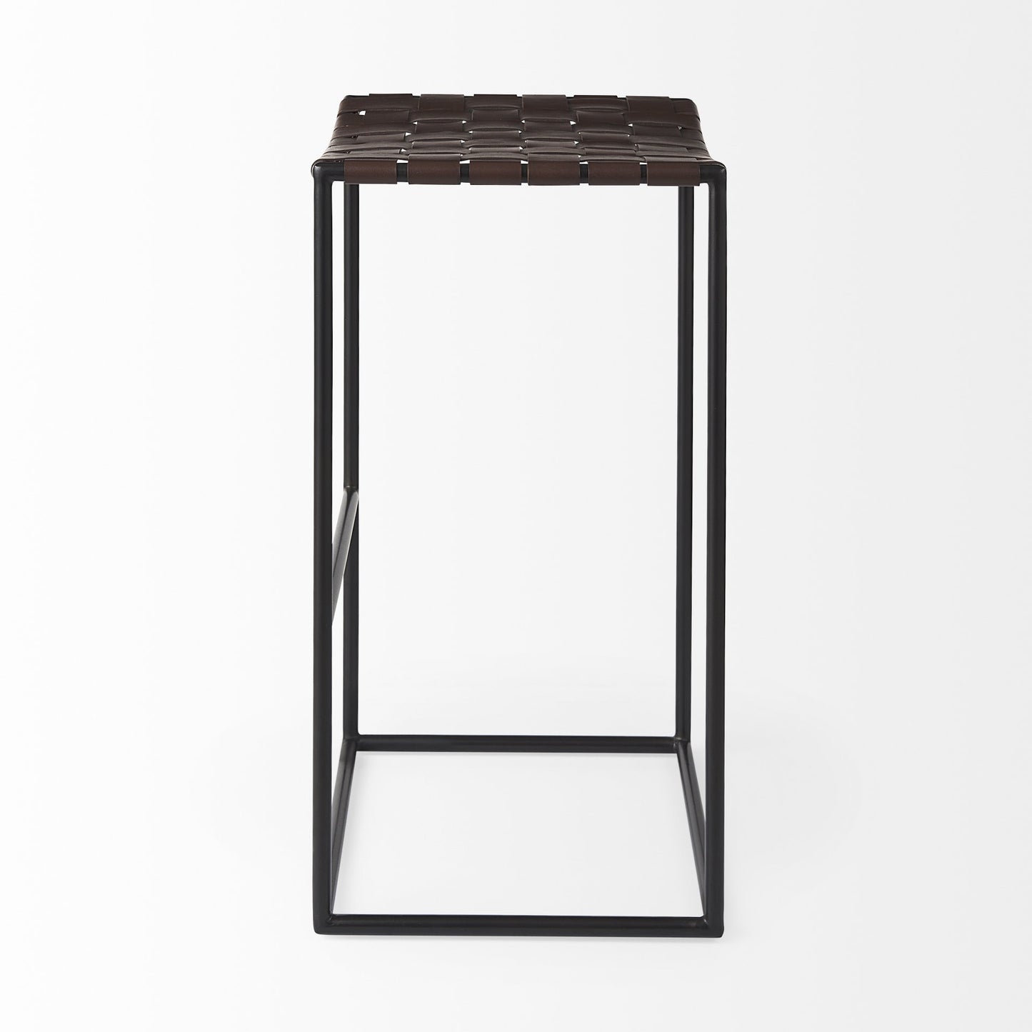30" Brown And Black Leather Backless Bar height Bar Chair With Footrest