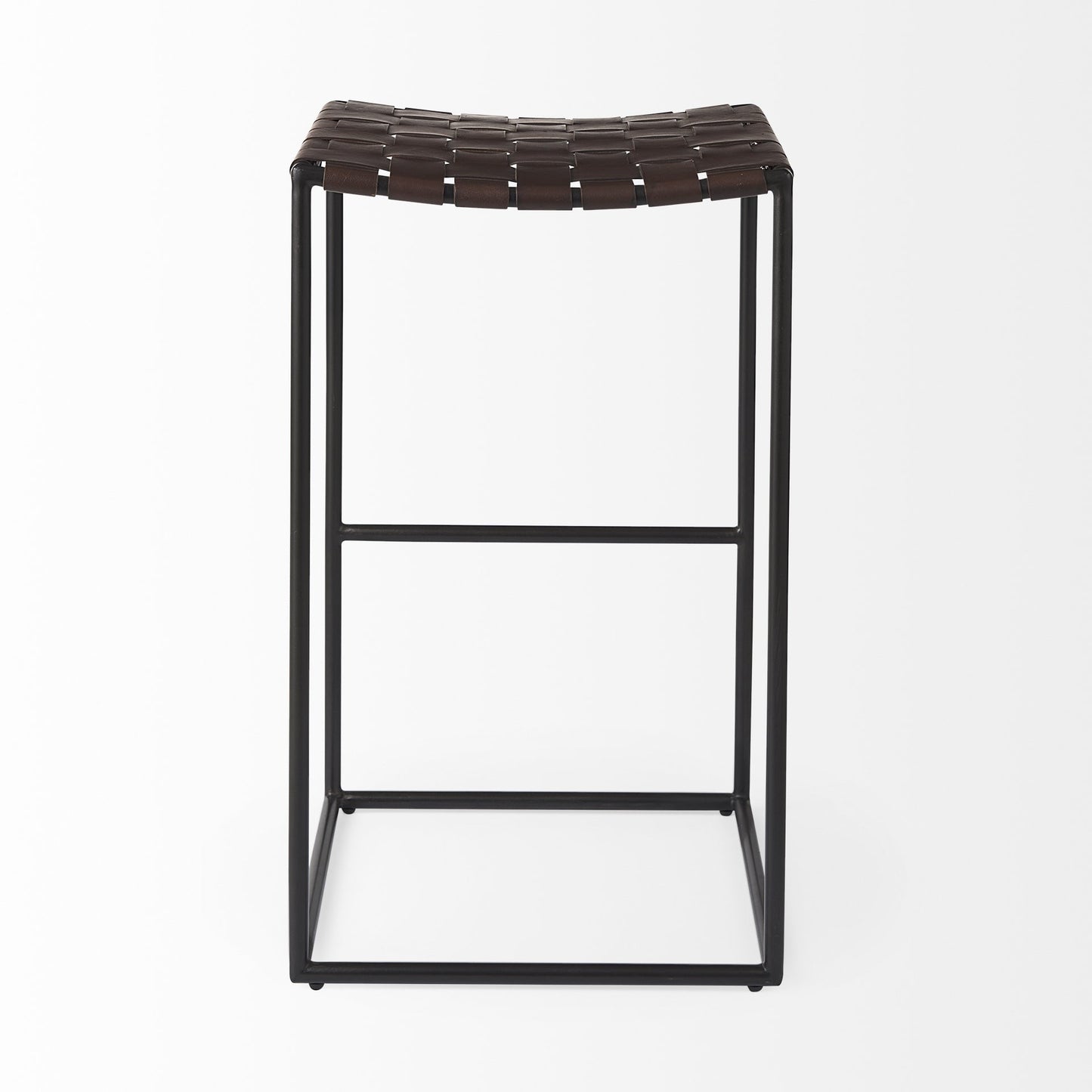 30" Brown And Black Leather Backless Bar height Bar Chair With Footrest