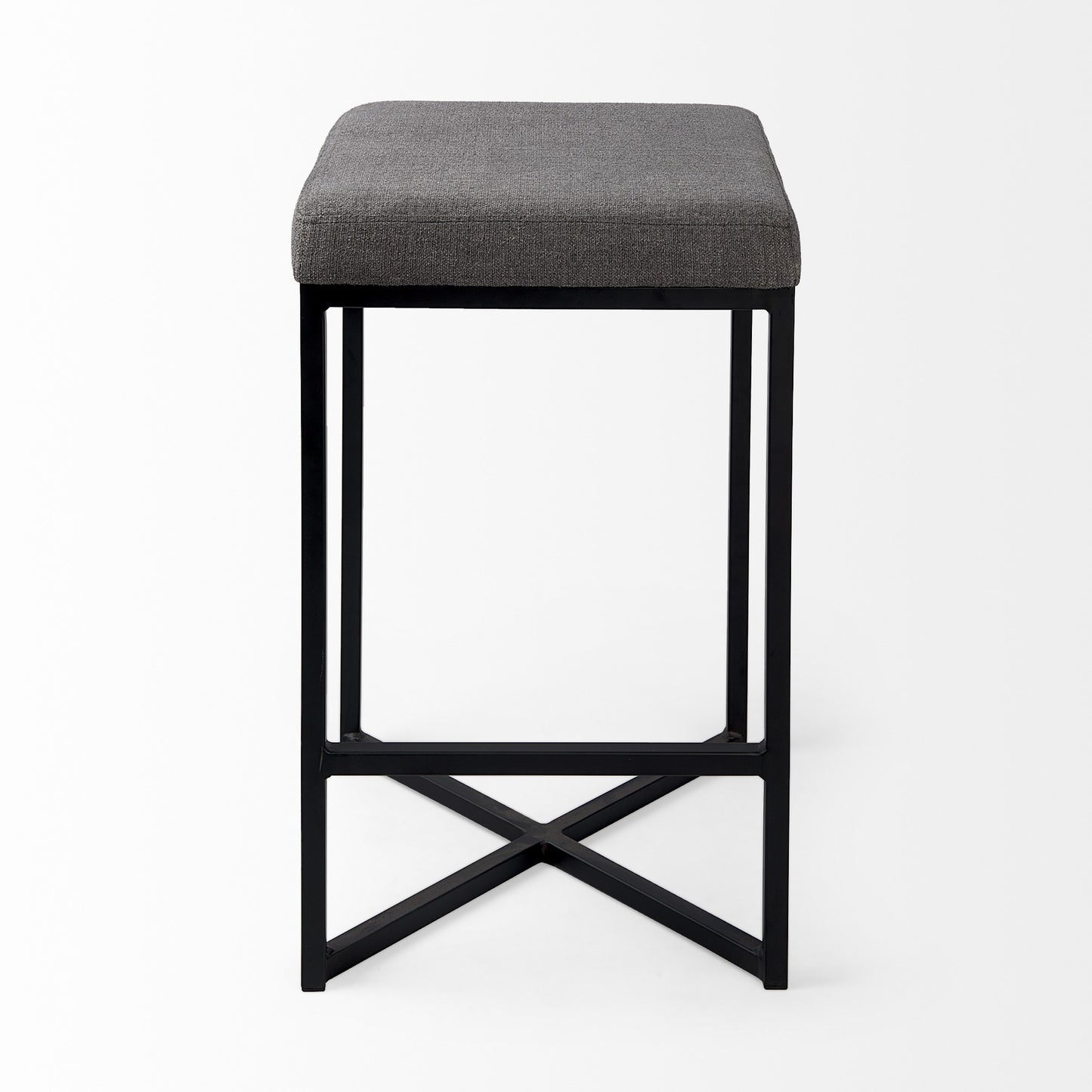 Geo Cube Black Metal And Gray Counter Stool