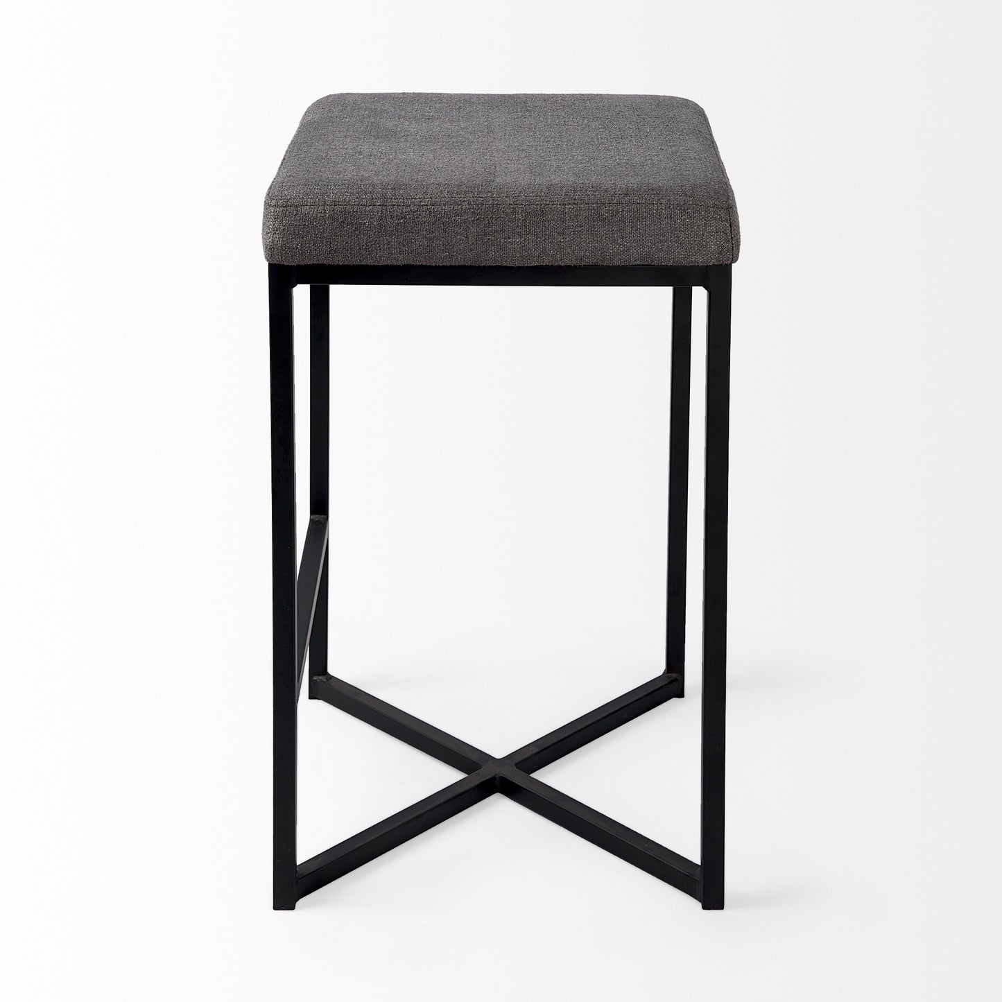 Geo Cube Black Metal And Gray Counter Stool