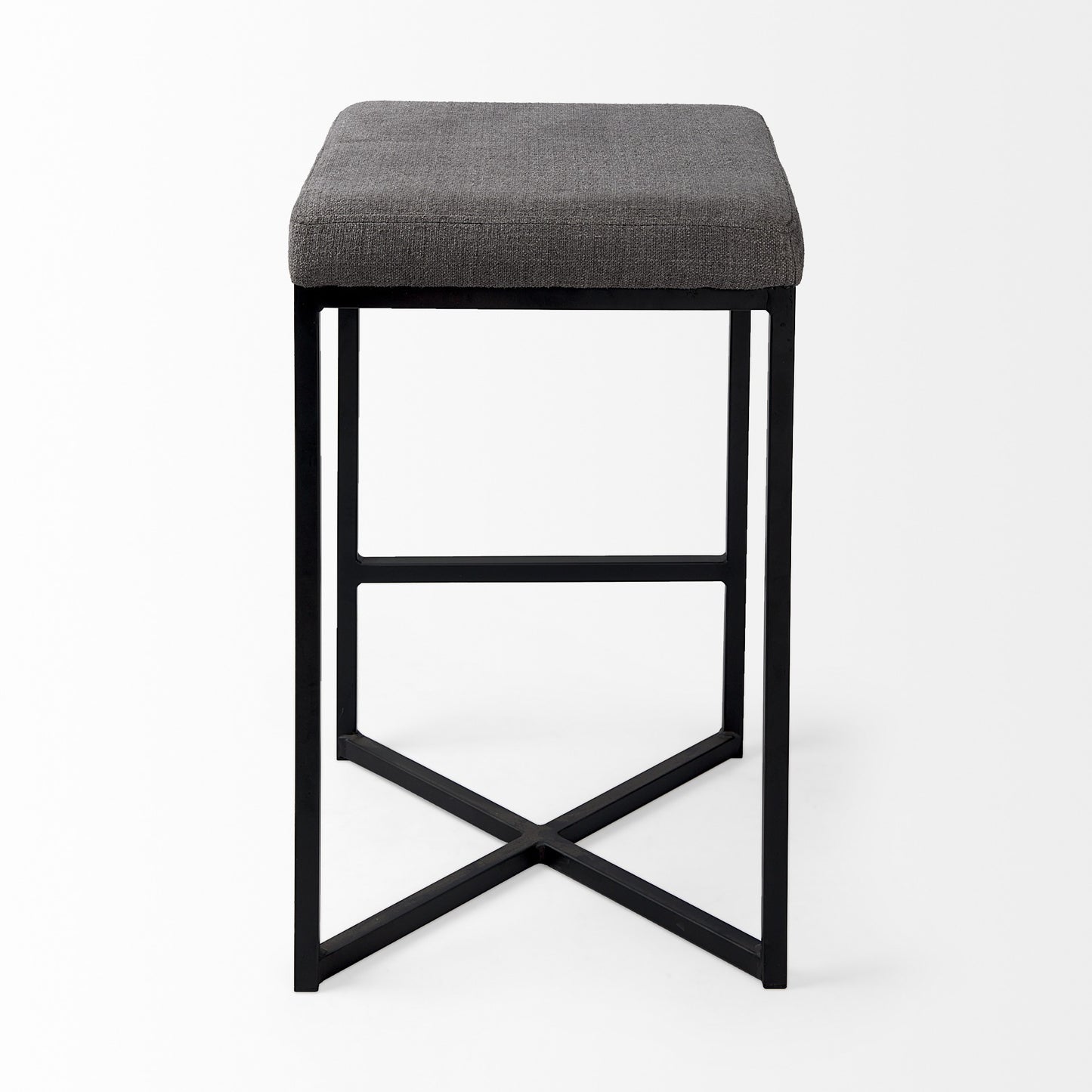 Geo Cube Black Metal And Gray Counter Stool