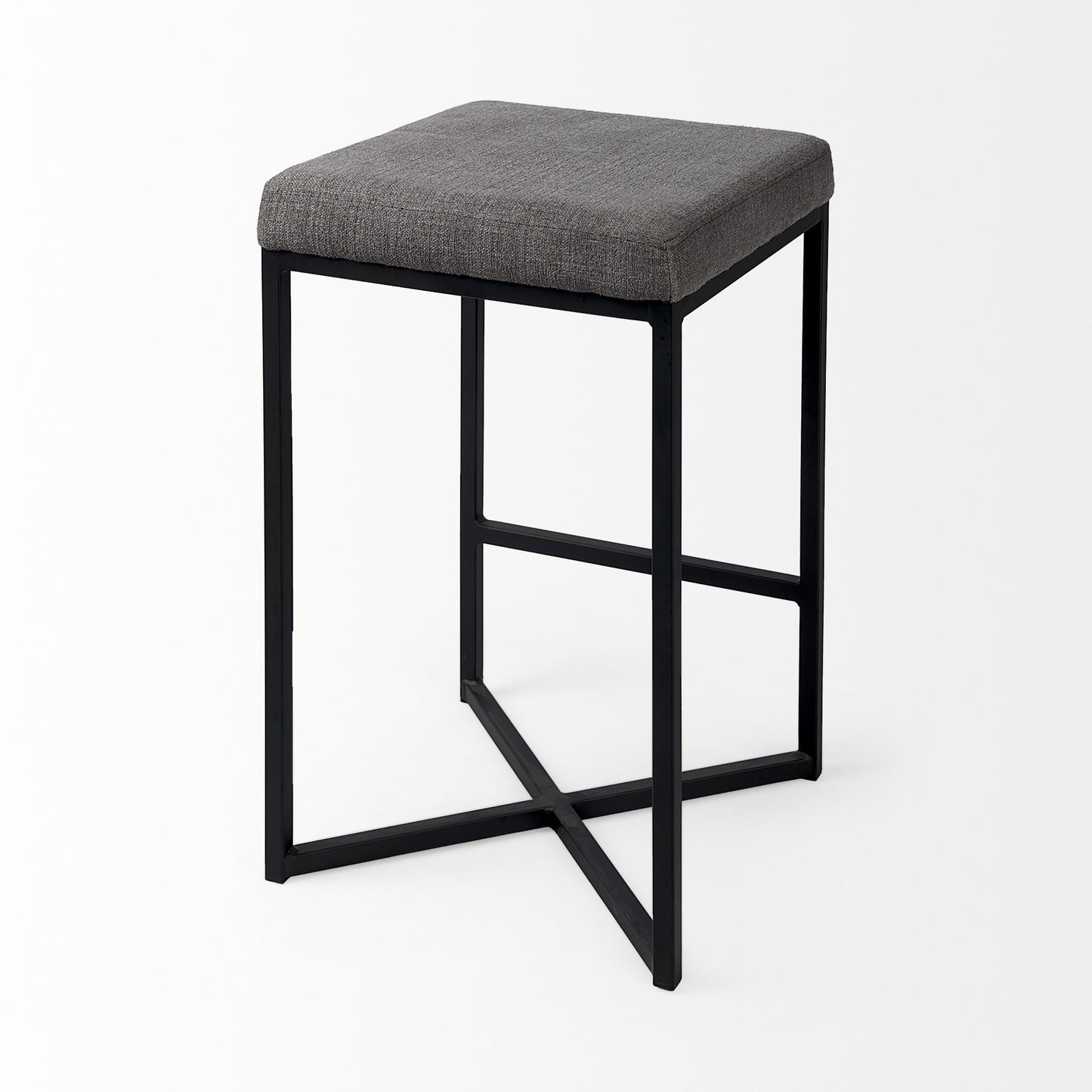 Geo Cube Black Metal And Gray Counter Stool