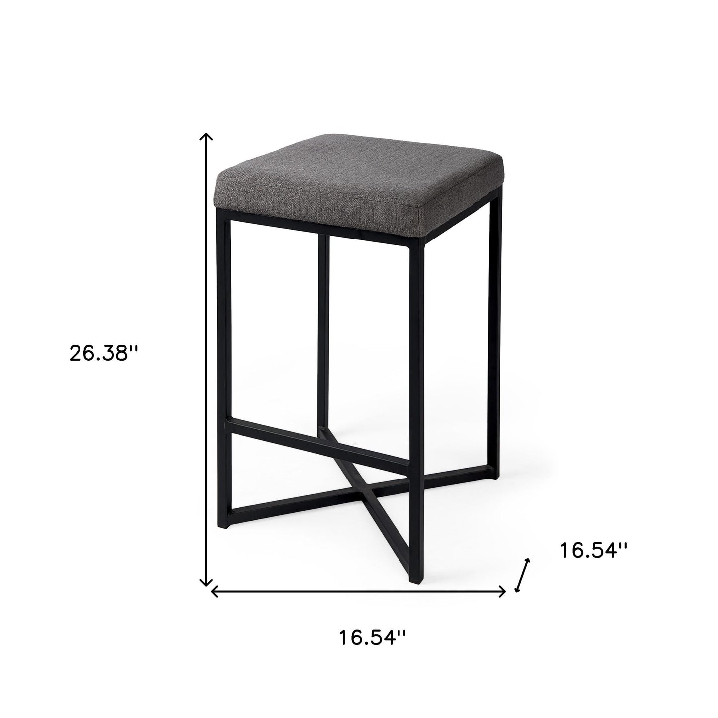 Geo Cube Black Metal And Gray Counter Stool