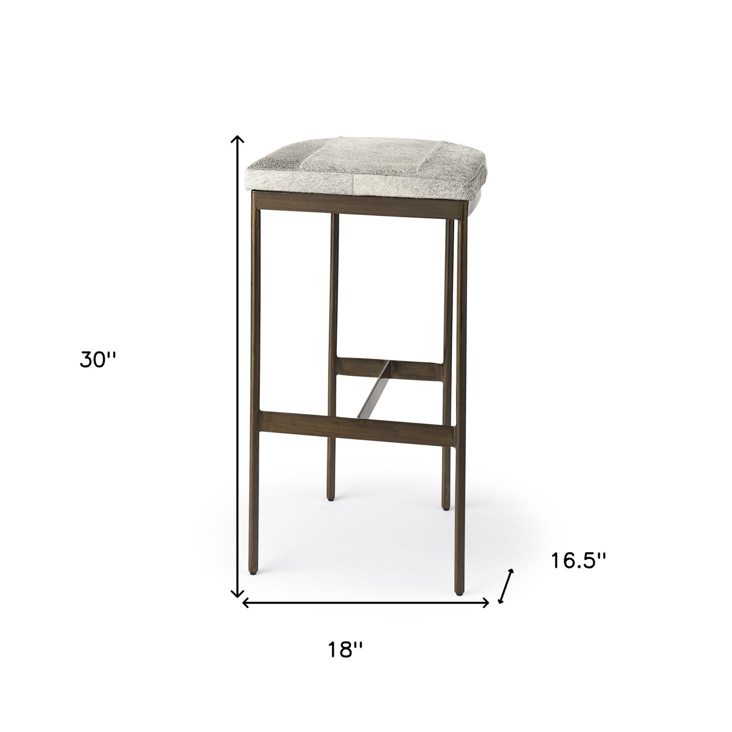 Cowhide Bar Stool With Gold Metal Frame